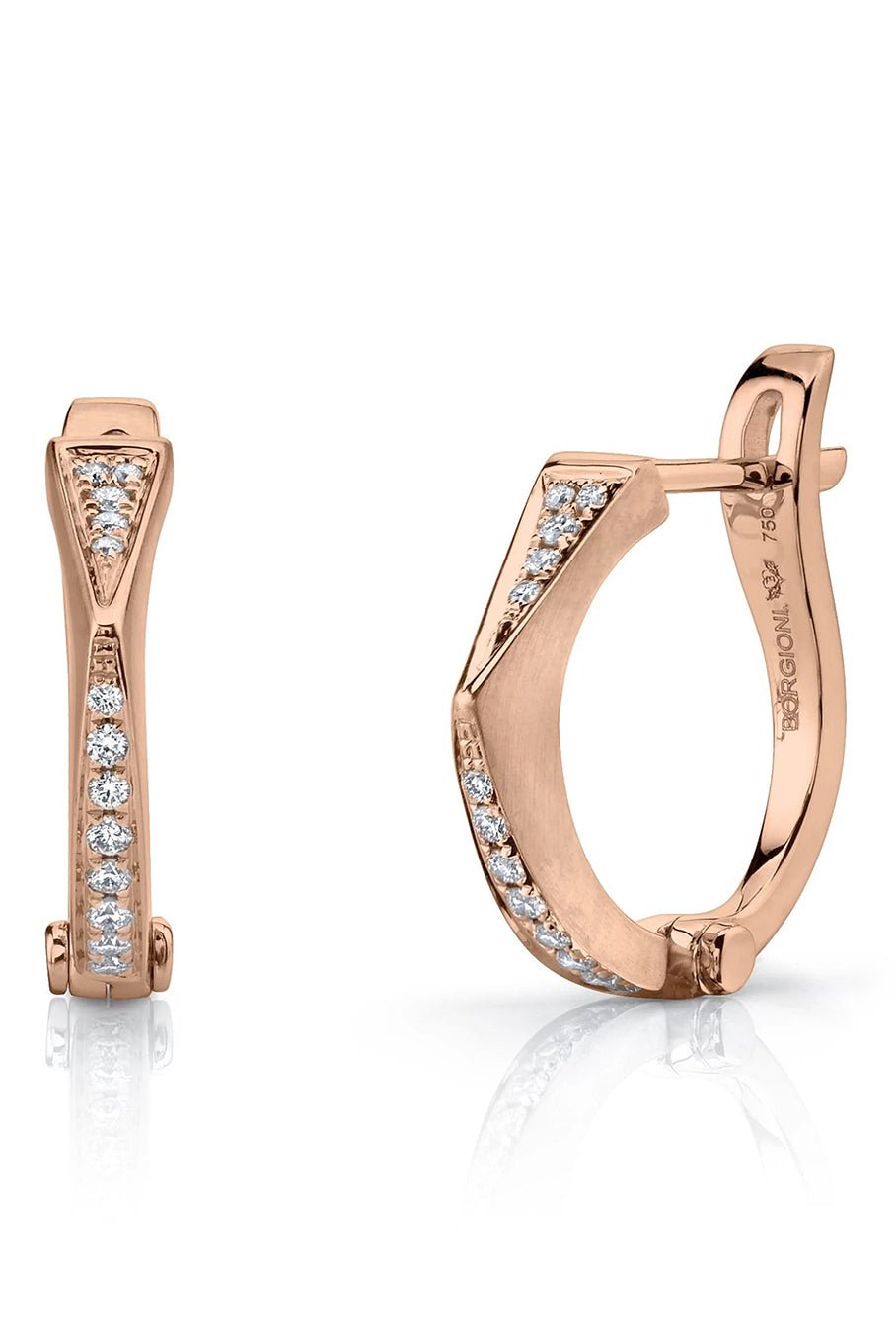 BORGIONI-Diamond "V" Huggies - Rose Gold-ROSE GOLD