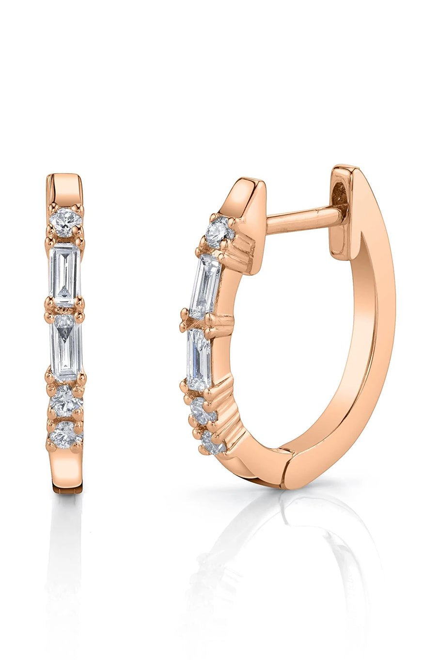 BORGIONI-Mixed Cut Diamond Mini Huggies-ROSE GOLD