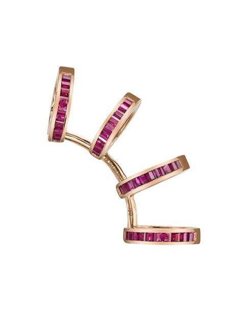 BORGIONI-Ruby Baguette Quad Earcuff-ROSE GOLD