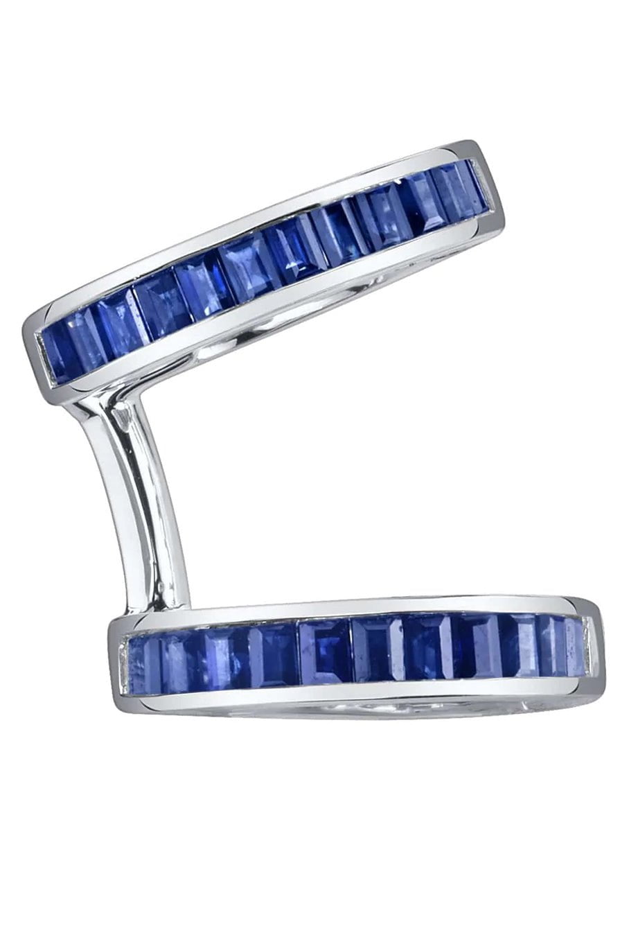 BORGIONI-Blue Sapphire Baguette Multi Earcuff-WHITE GOLD