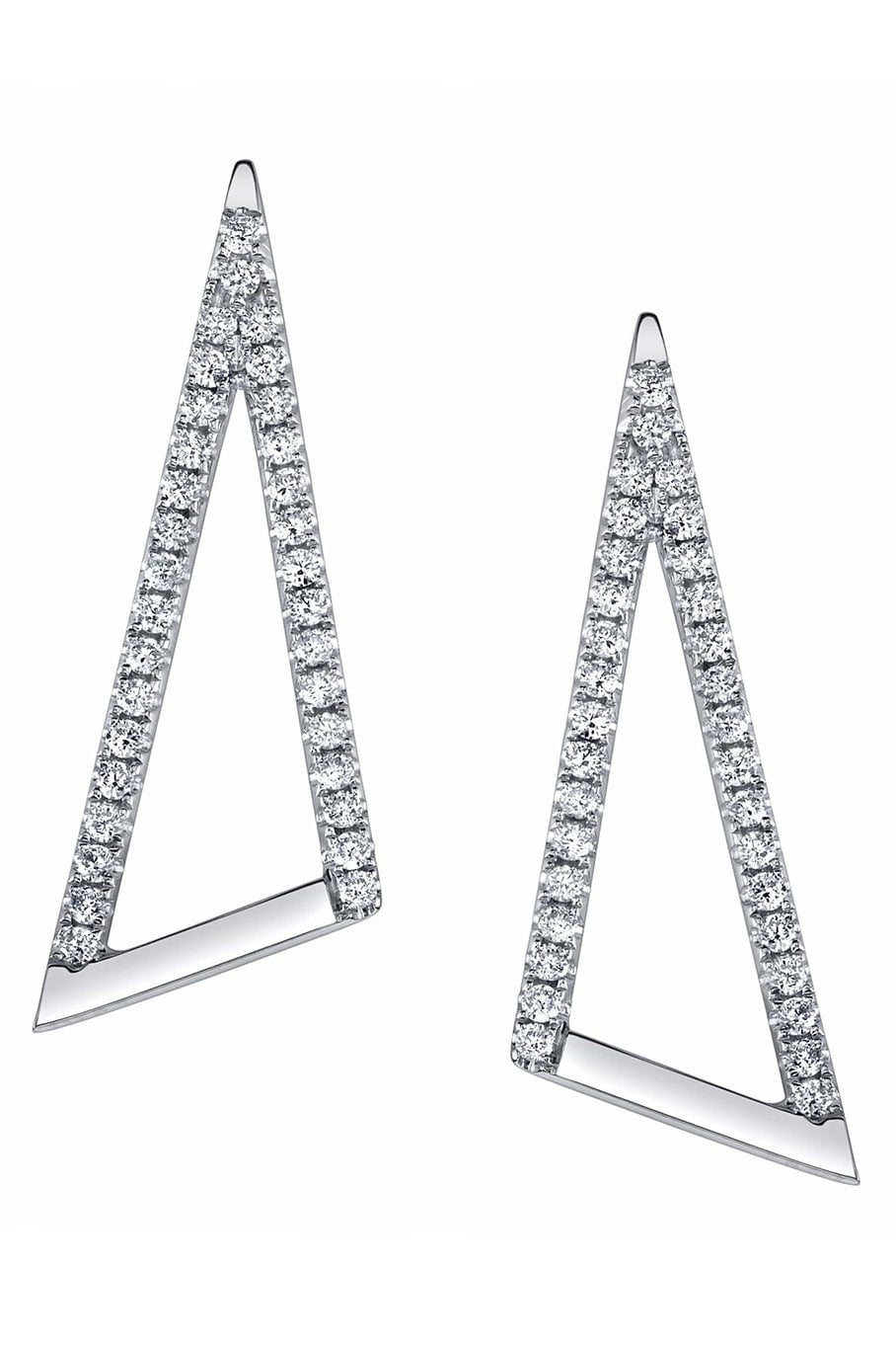 BORGIONI-Pave Diamond "V" Ear Climbers-WHITE GOLD