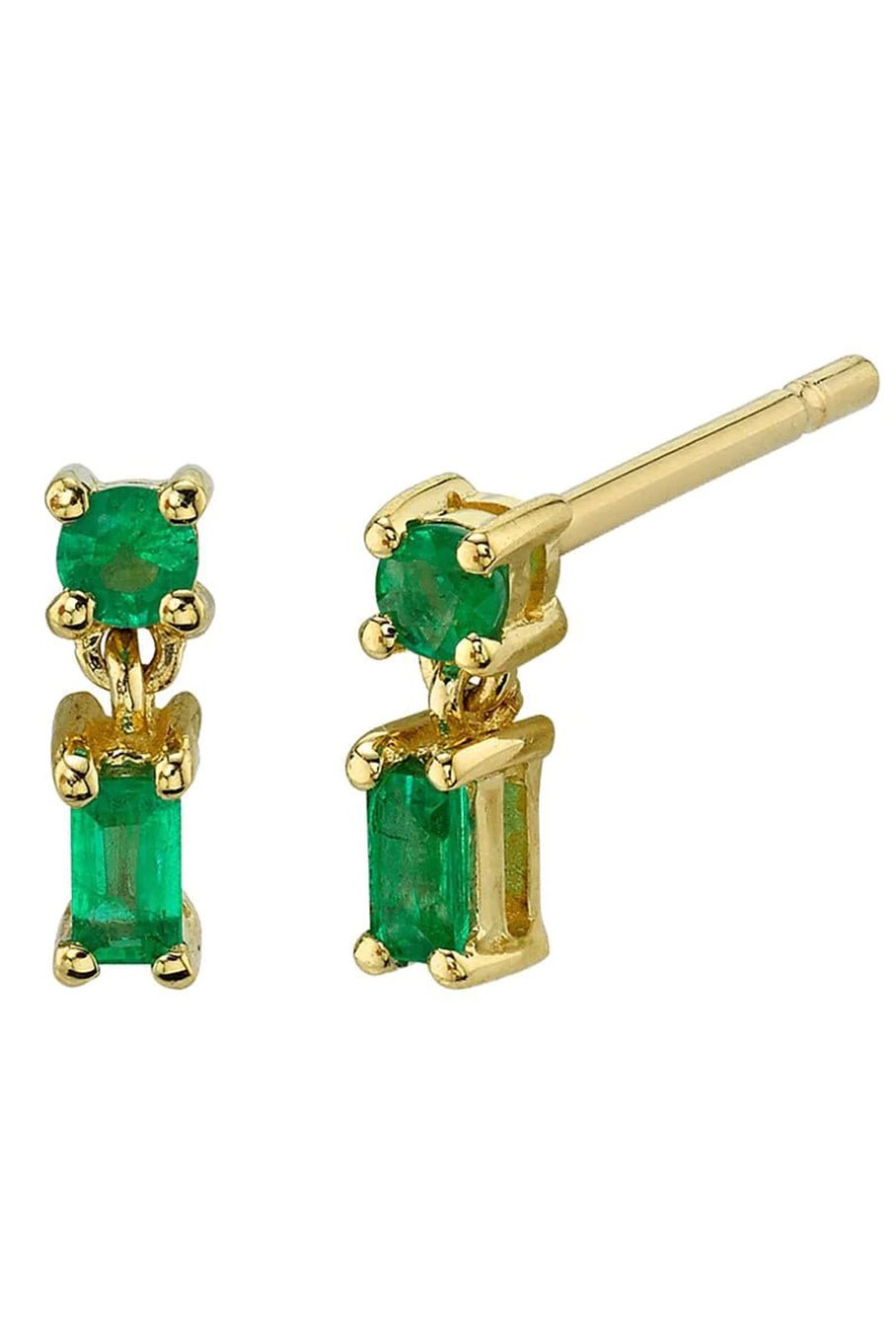 BORGIONI-Mixed Cut Emerald Drop Studs-YELLOW GOLD