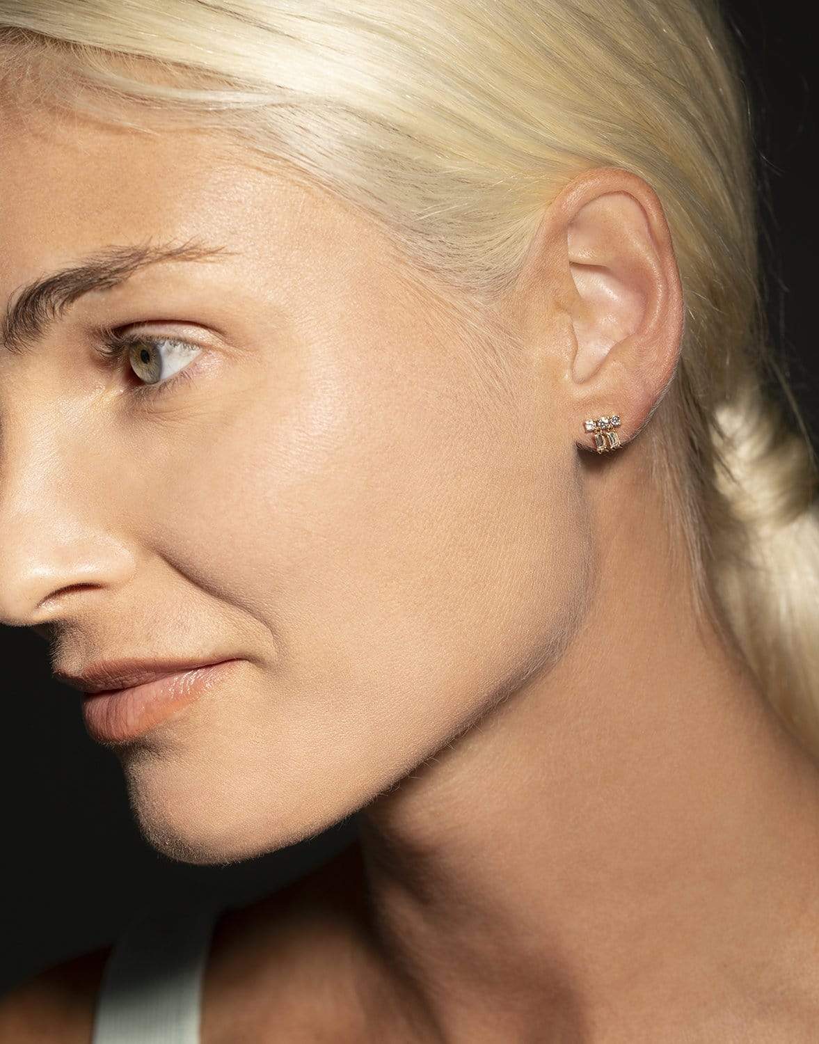 BORGIONI-Mixed Cut Single Diamond Studs-YELLOW GOLD