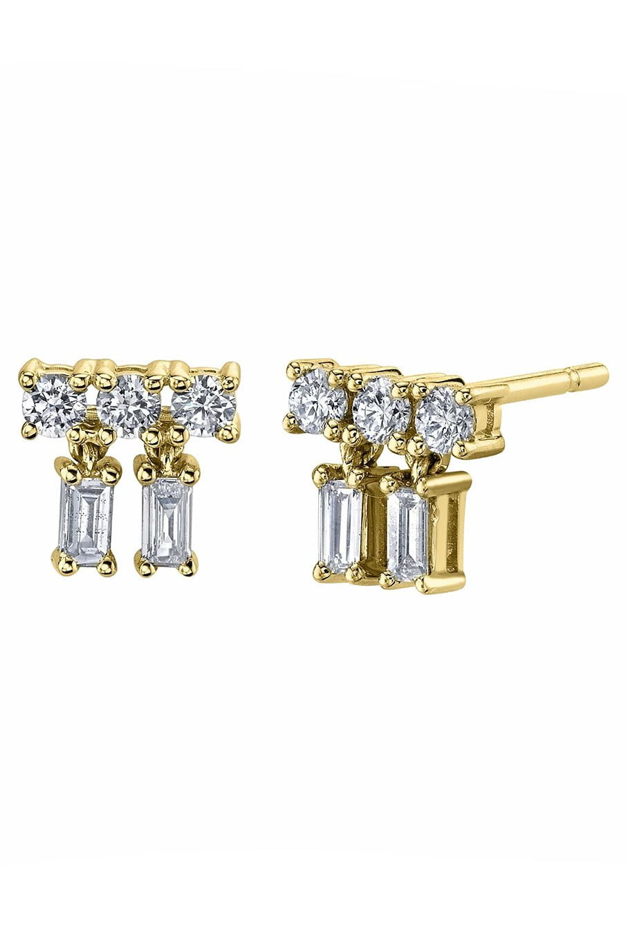 BORGIONI-Mixed Cut Single Diamond Studs-YELLOW GOLD