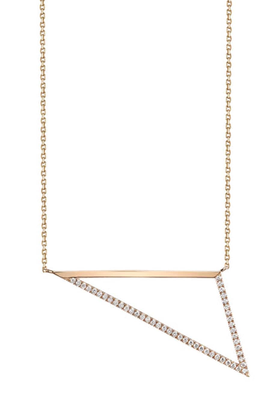 BORGIONI-Pave Diamond "V" Necklace-ROSE GOLD
