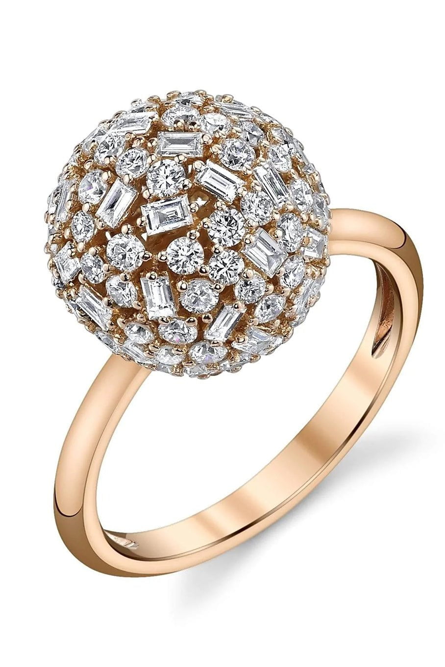 BORGIONI-Medium Pave Mixed Diamond Ball Ring-ROSE GOLD