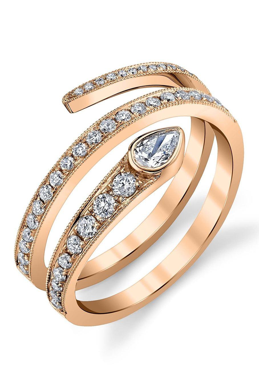 BORGIONI-Small Wrapped Diamond Snake Ring - Rose Gold-ROSE GOLD