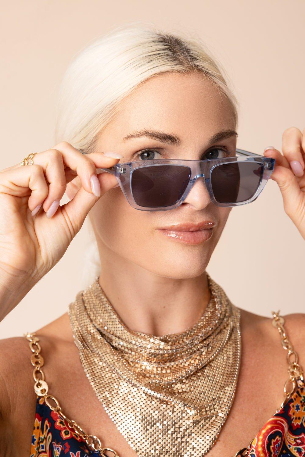 BOTTEGA VENETA-Classic Rectangle Sunglasses-BLUE/BLU