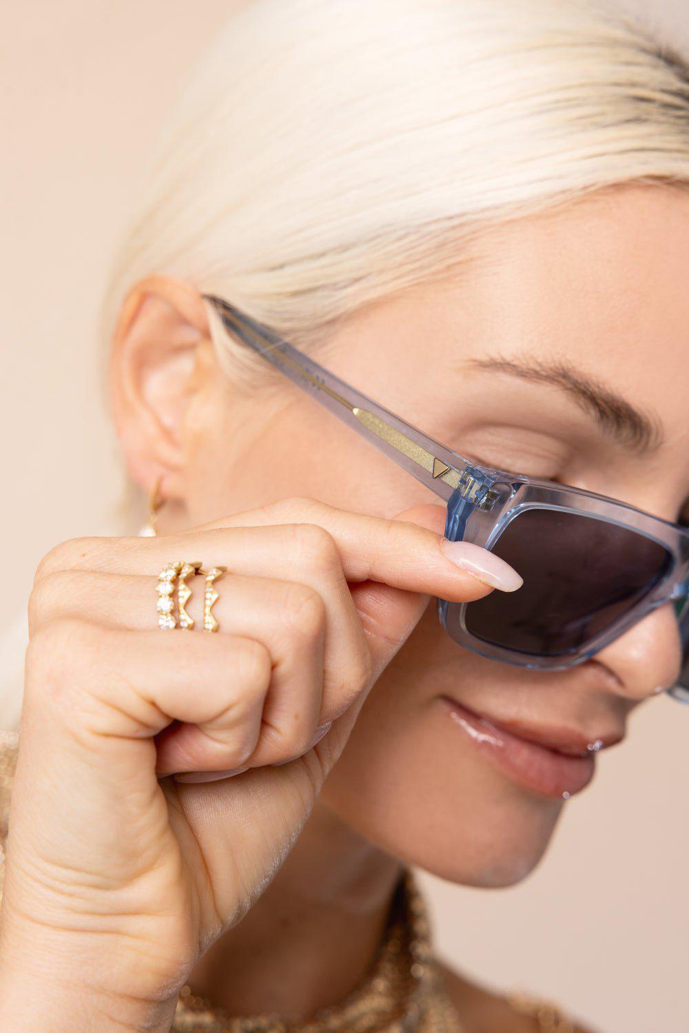 BOTTEGA VENETA-Classic Rectangle Sunglasses-BLUE/BLU