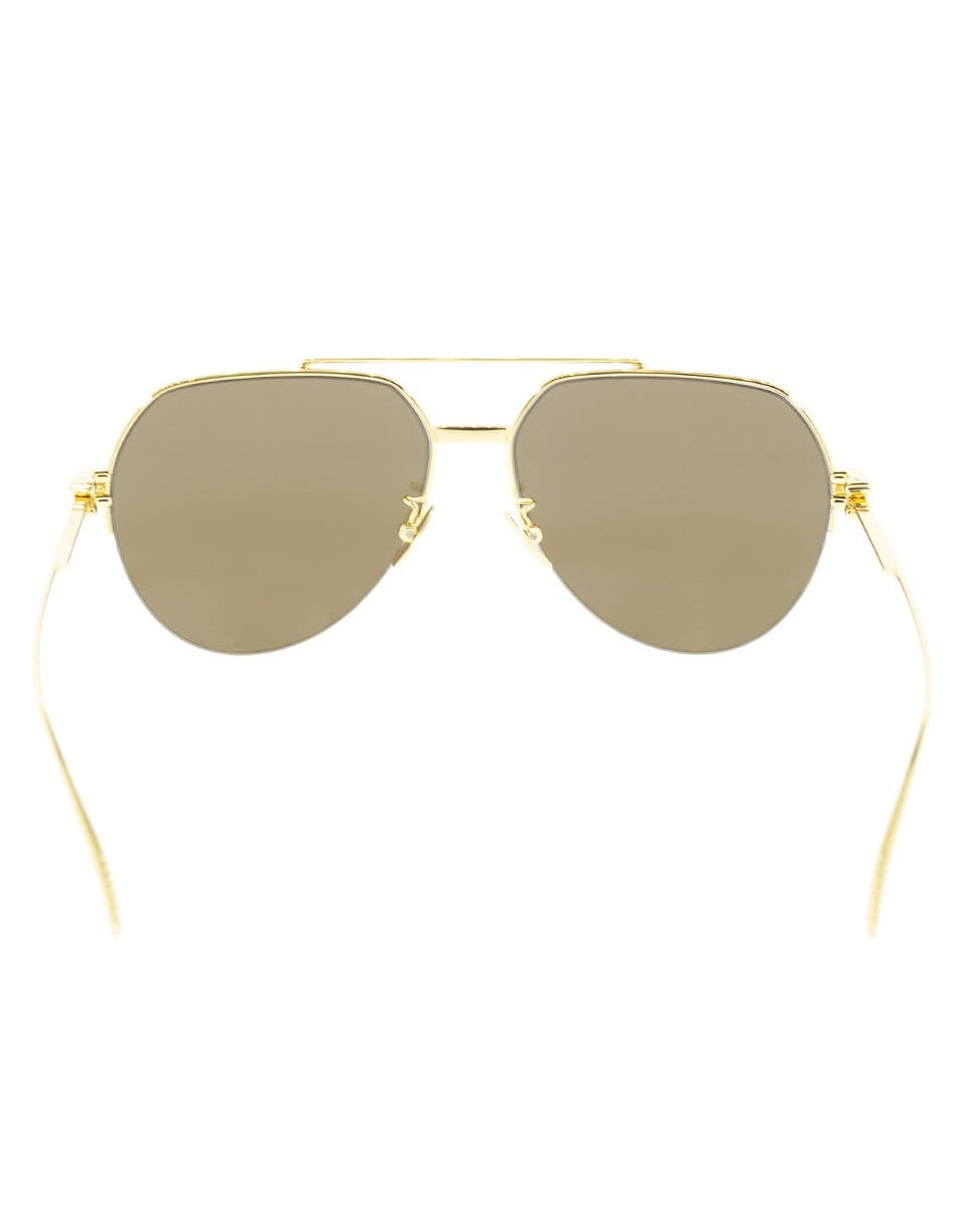 BOTTEGA VENETA-Gold Mirrored Aviator Sunglasses-BRN/GLD