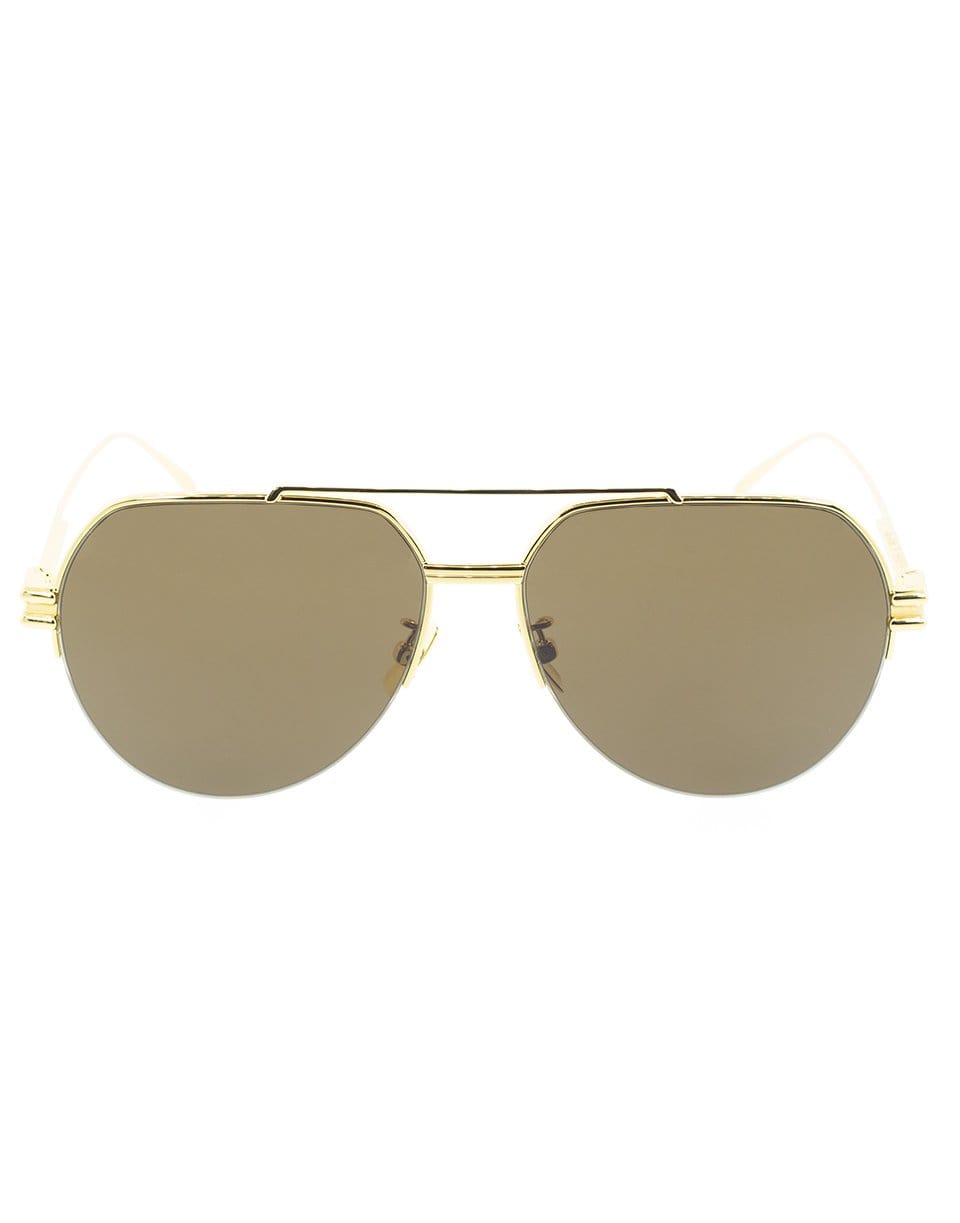 BOTTEGA VENETA-Gold Mirrored Aviator Sunglasses-BRN/GLD