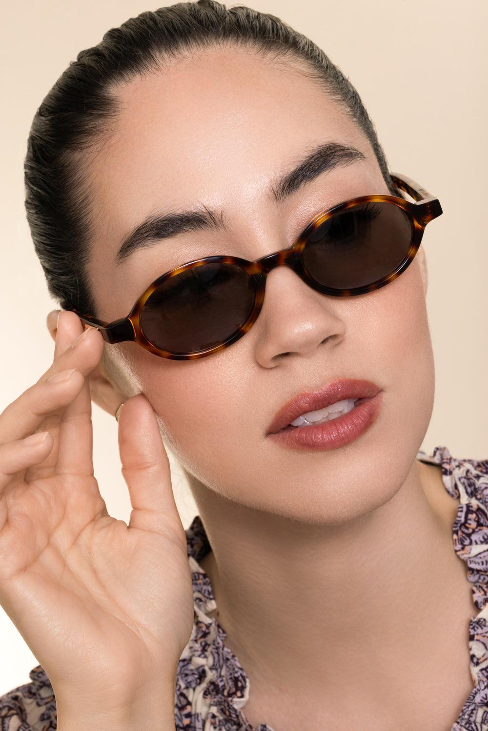Classic Round Sunglasses-BROWN-ACCESSORIESUNGLASSES-BOTTEGA VENETA