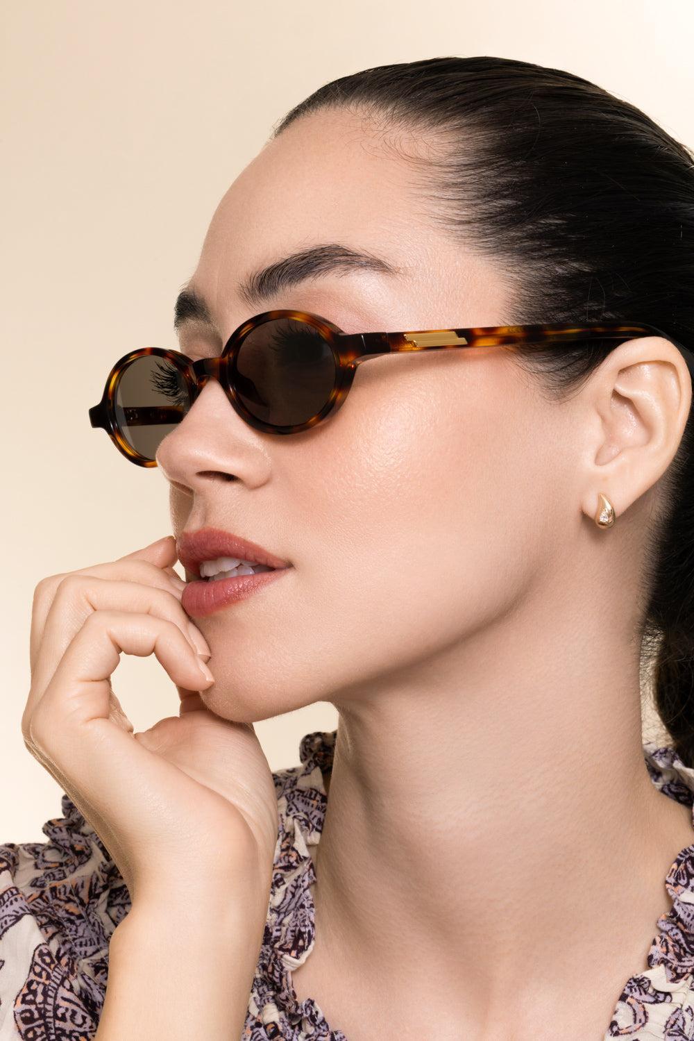 Classic Round Sunglasses-BROWN-ACCESSORIESUNGLASSES-BOTTEGA VENETA