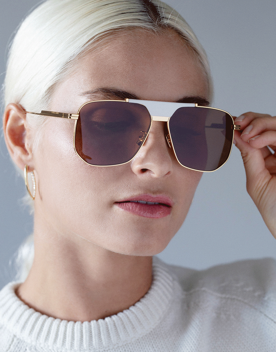 BOTTEGA VENETA-Gold and Brown Classic Sunglasses-GLD/BRN