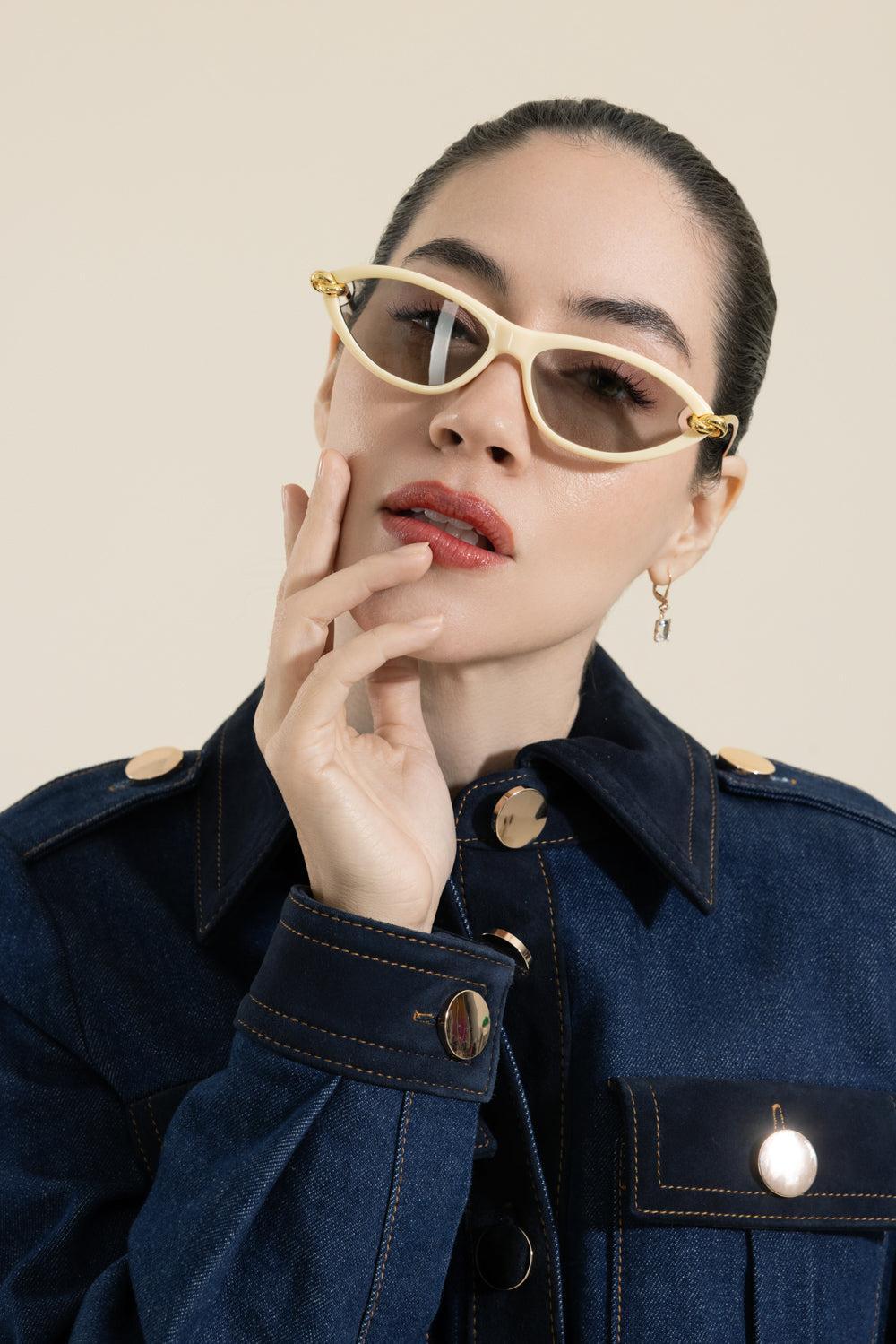 Knot Cat Eye Sunglasses-GOLD-ACCESSORIESUNGLASSES-BOTTEGA VENETA