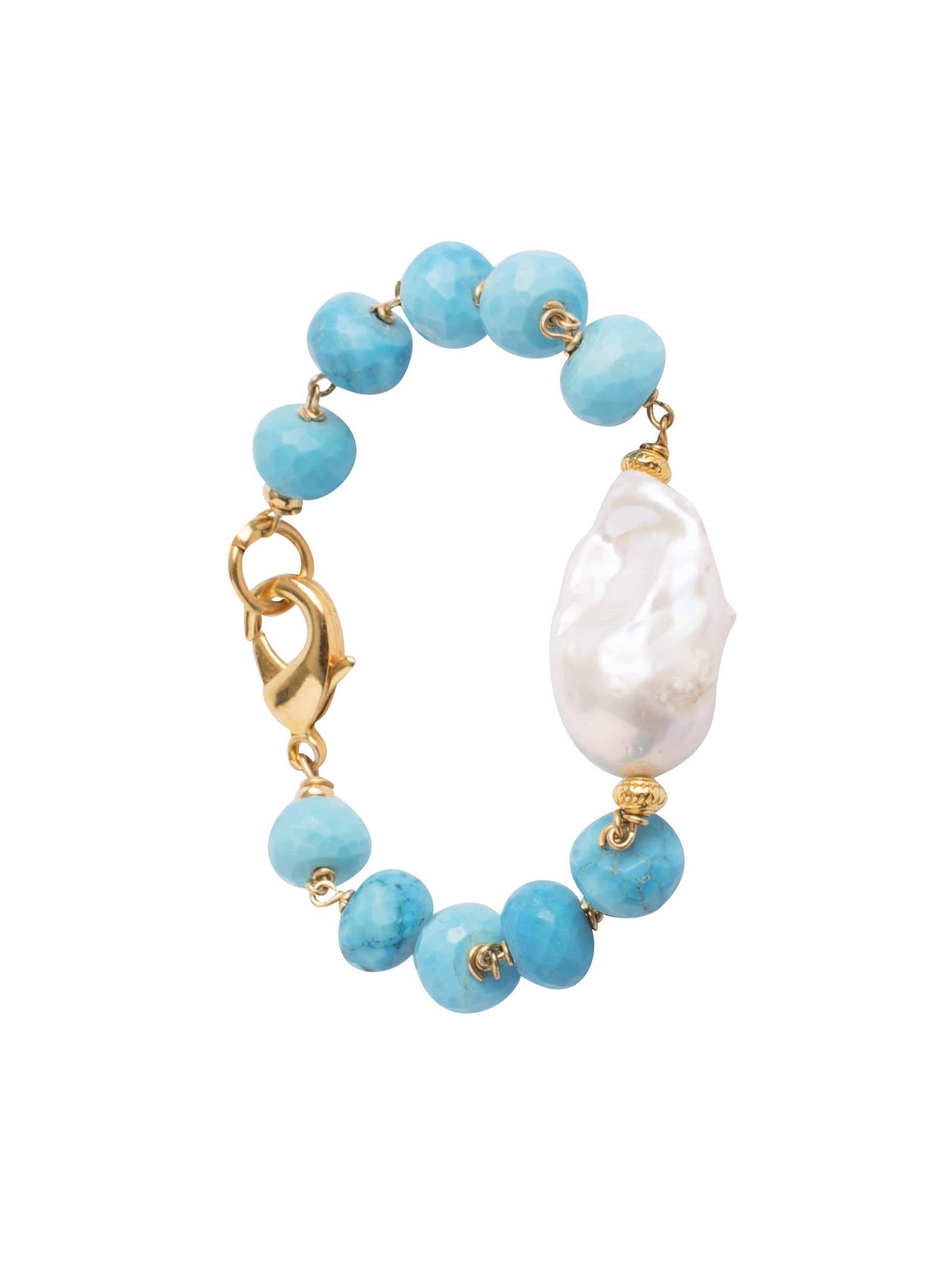 BOUNKIT JEWELRY-Turquoise & Barque Pearl Bracelet-TURQ