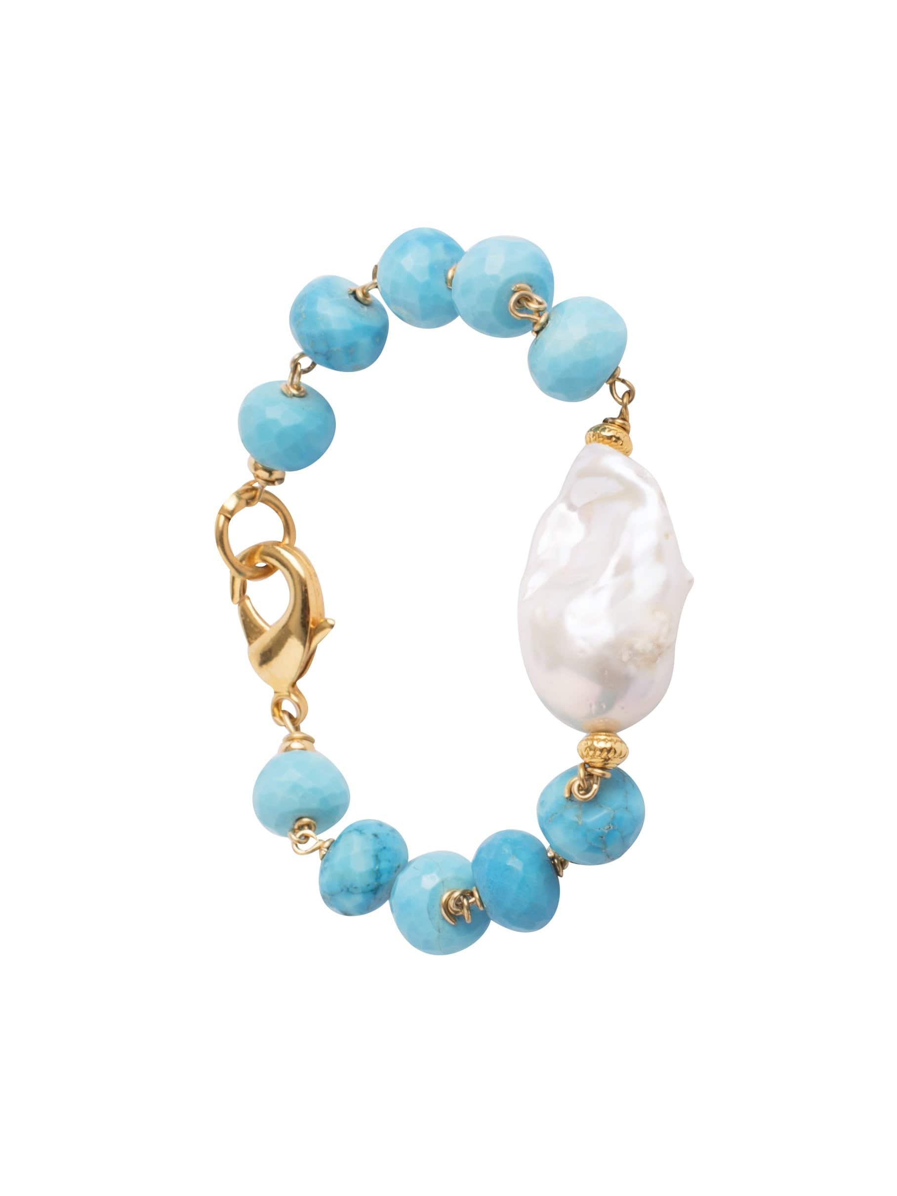 BOUNKIT JEWELRY-Turquoise & Barque Pearl Bracelet-TURQ