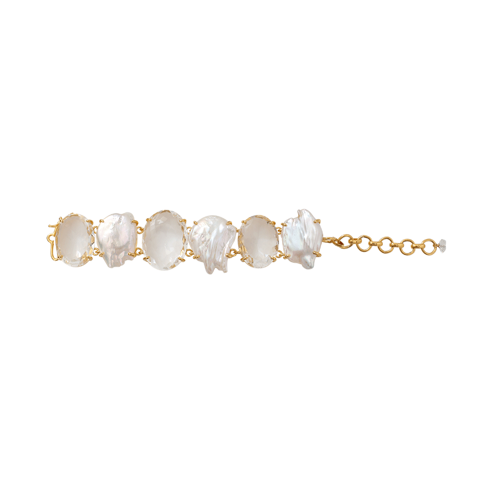 BOUNKIT JEWELRY-Keshi Pearl And Clear Quartz Bracelet-WHITE