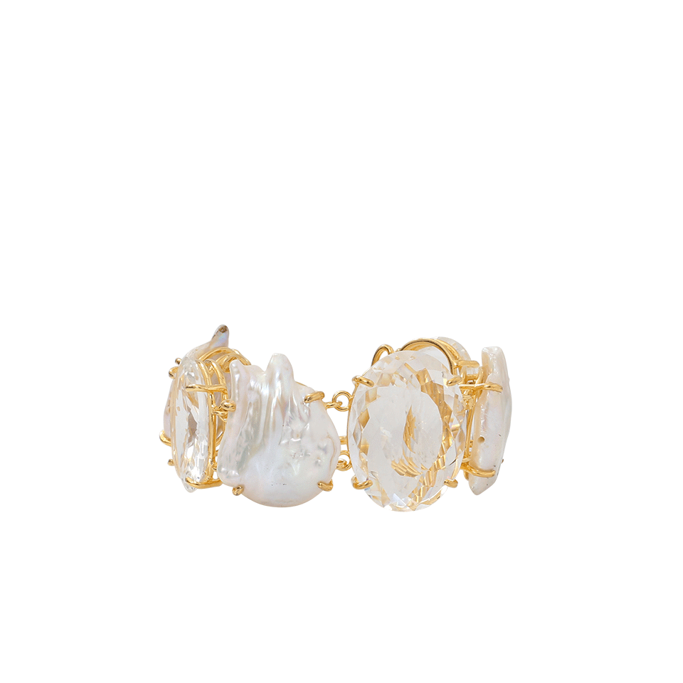 BOUNKIT JEWELRY-Keshi Pearl And Clear Quartz Bracelet-WHITE
