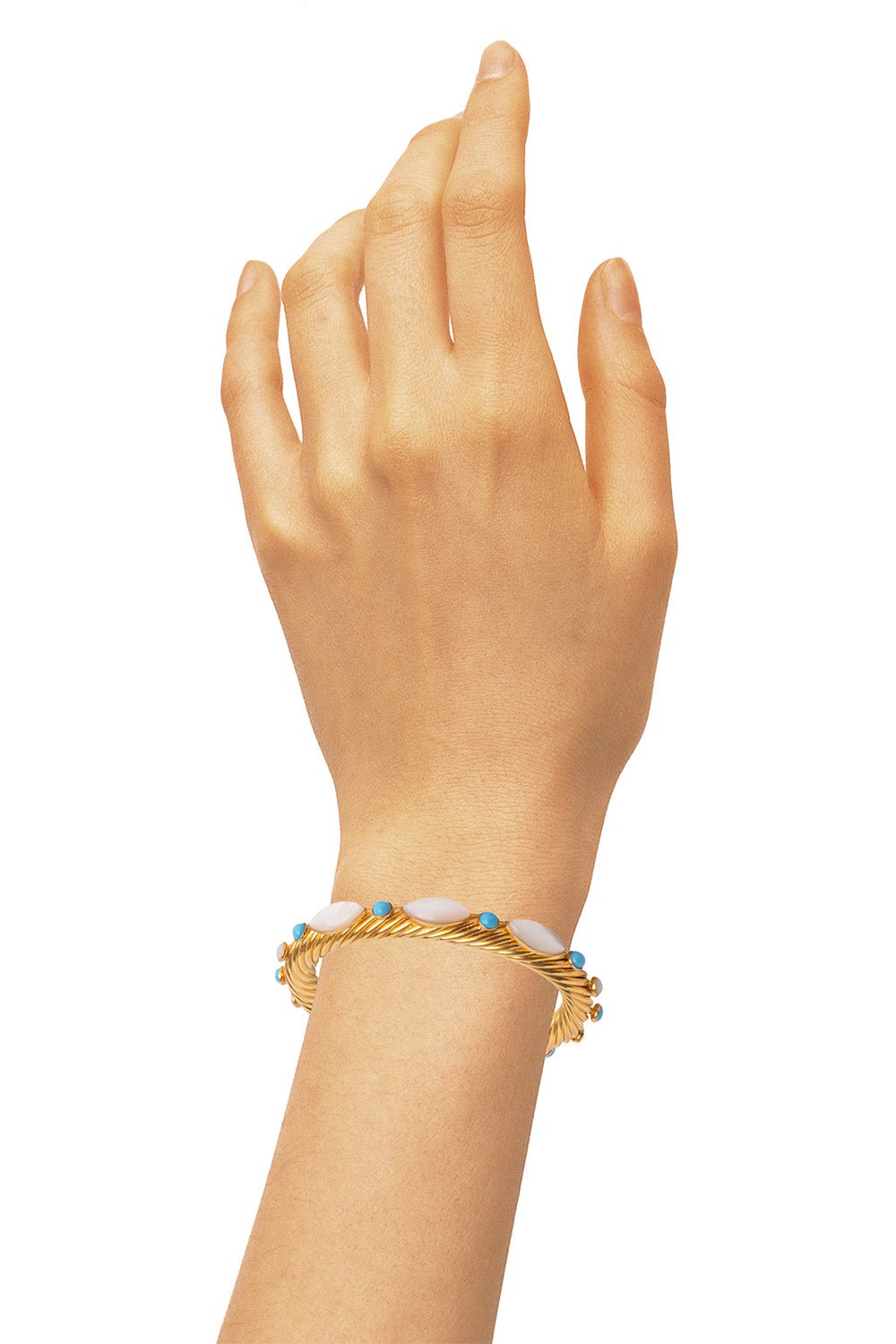 BOUNKIT JEWELRY-Turquoise Pearl Cuff Bracelet-WHT/BLUE