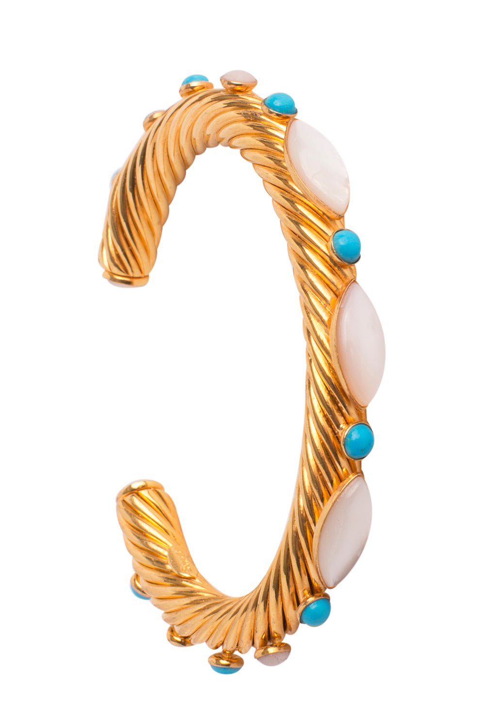 BOUNKIT JEWELRY-Turquoise Pearl Cuff Bracelet-WHT/BLUE