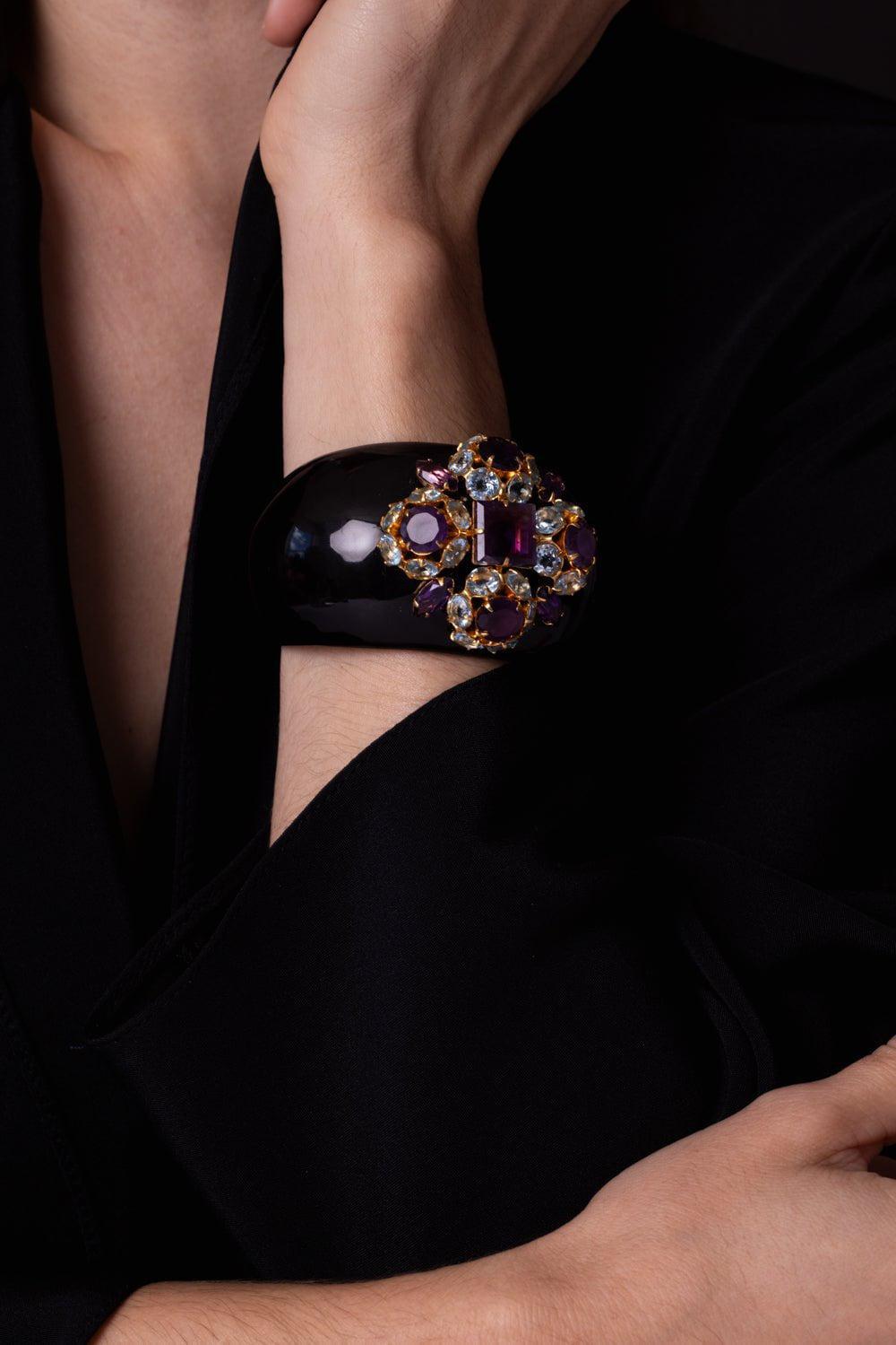 BOUNKIT JEWELRY-Black Horn Cuff Bracelet-BLACK