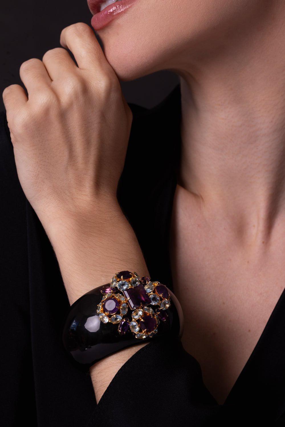 BOUNKIT JEWELRY-Black Horn Cuff Bracelet-BLACK