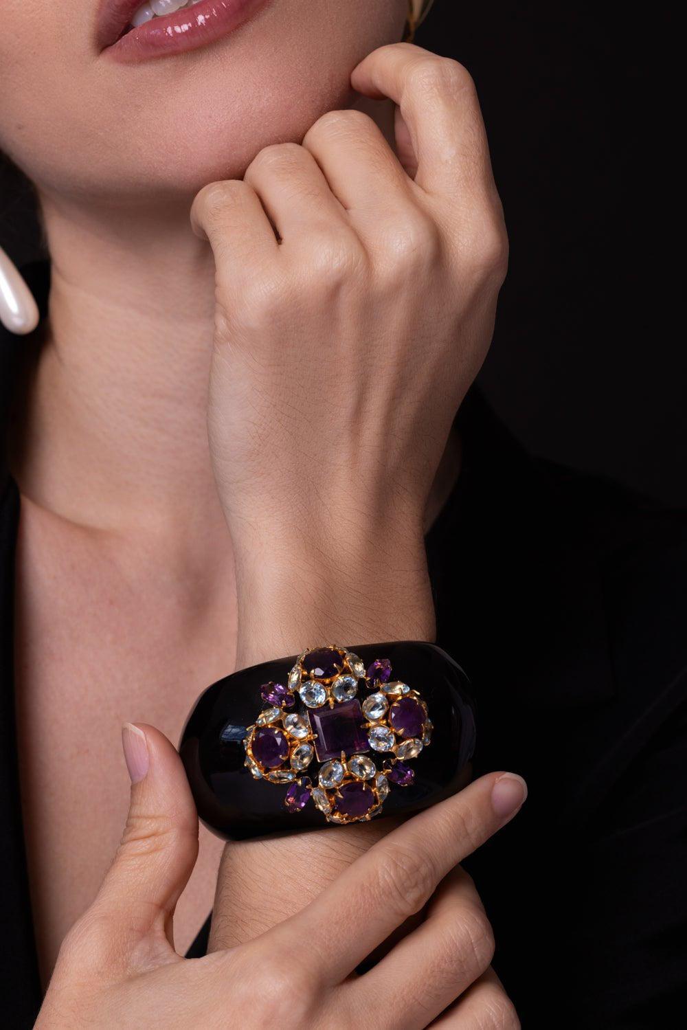 BOUNKIT JEWELRY-Black Horn Cuff Bracelet-BLACK