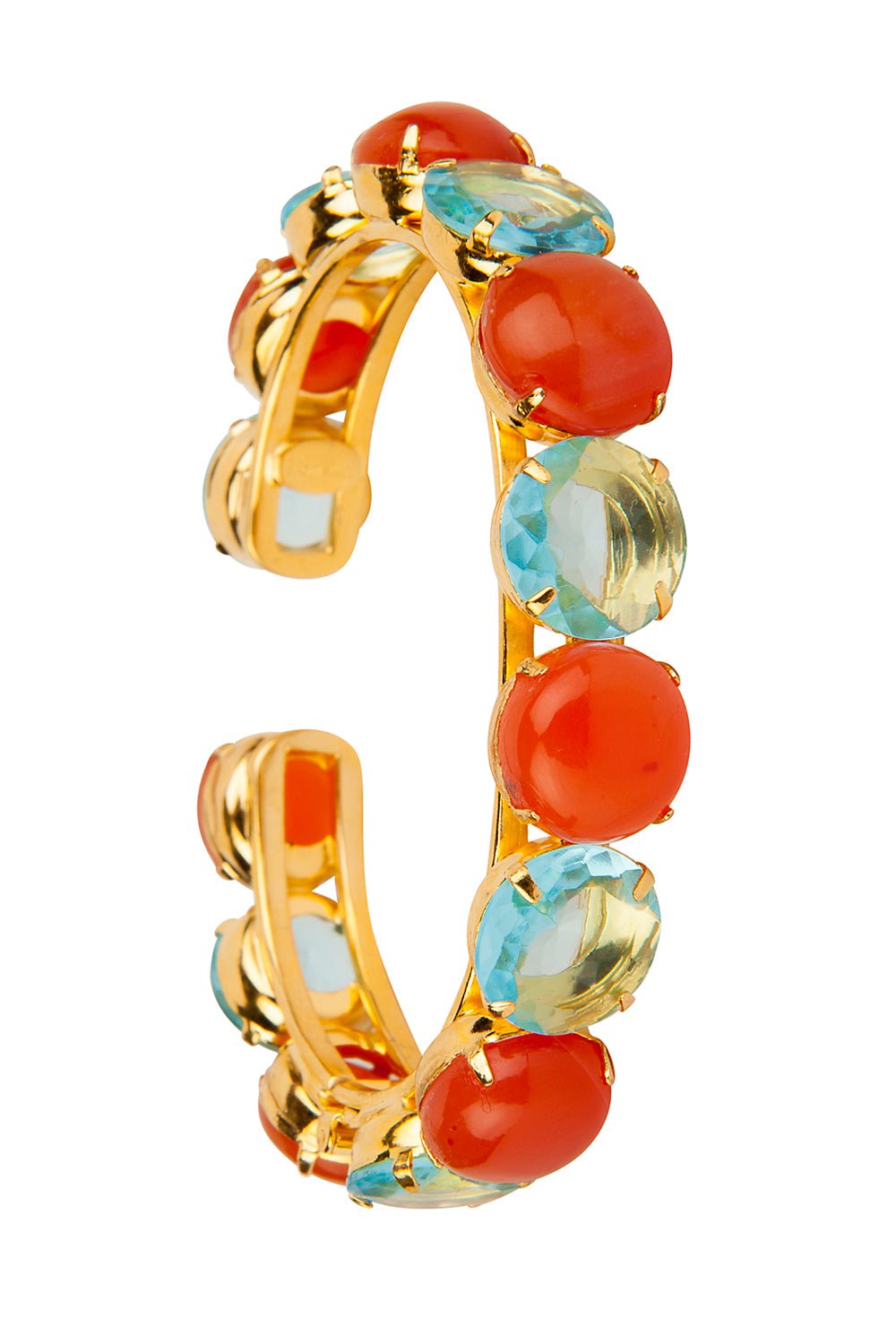 BOUNKIT JEWELRY-Cabochon Quartz Cuff Bracelet-ORNG/BLU