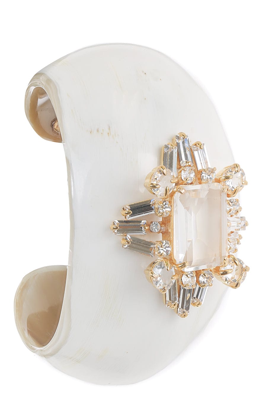 BOUNKIT JEWELRY-Clear Quartz Horn Cuff-WHITE