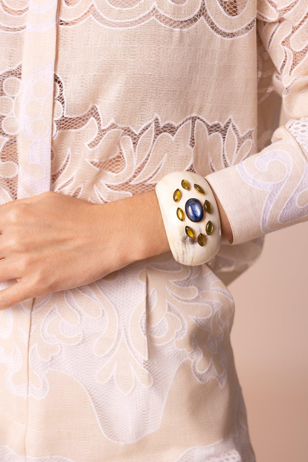 BOUNKIT JEWELRY-Horn Cuff Bracelet-WHITE