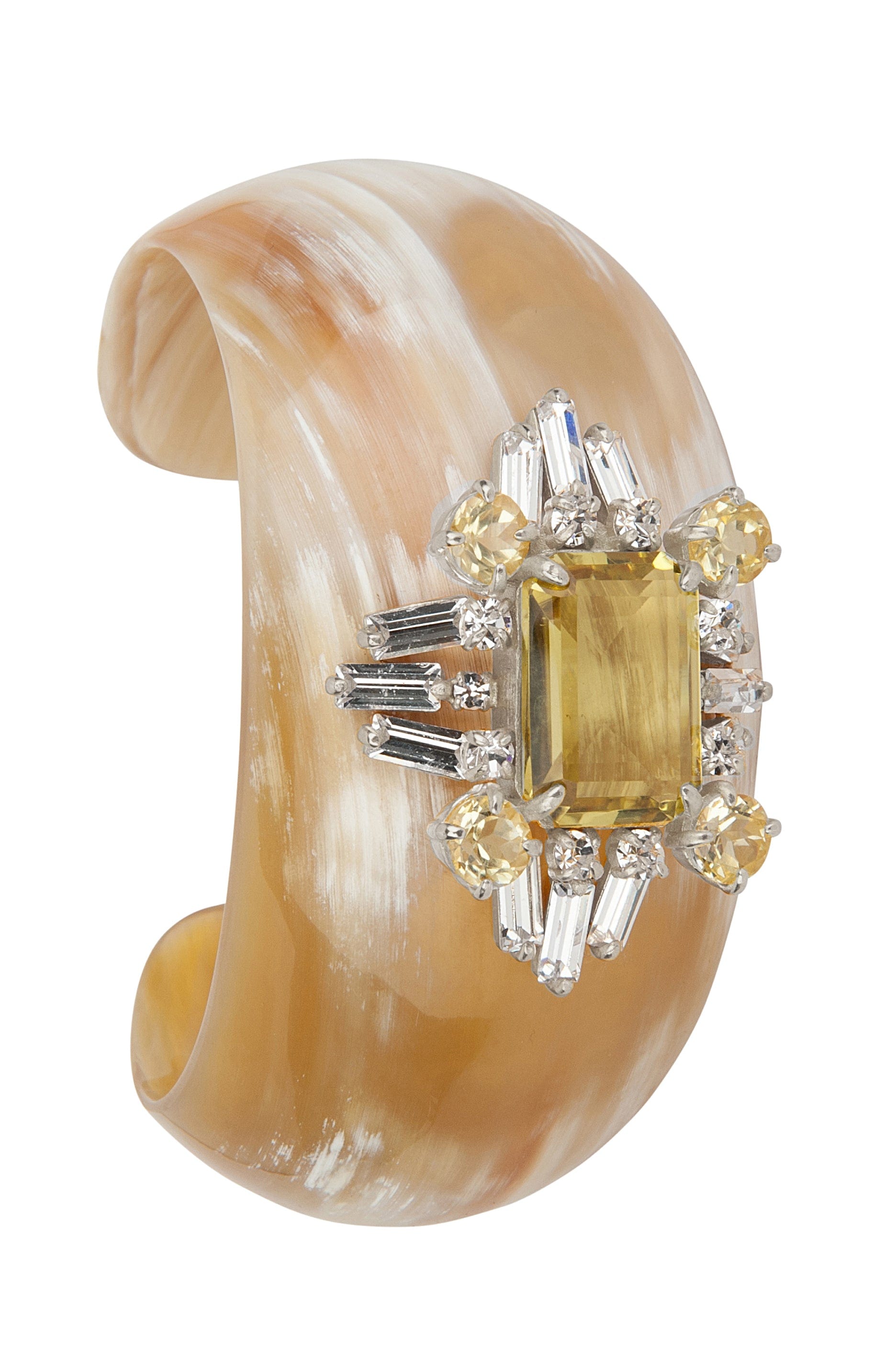 BOUNKIT JEWELRY-Lemon Quartz Horn Cuff-WHITE