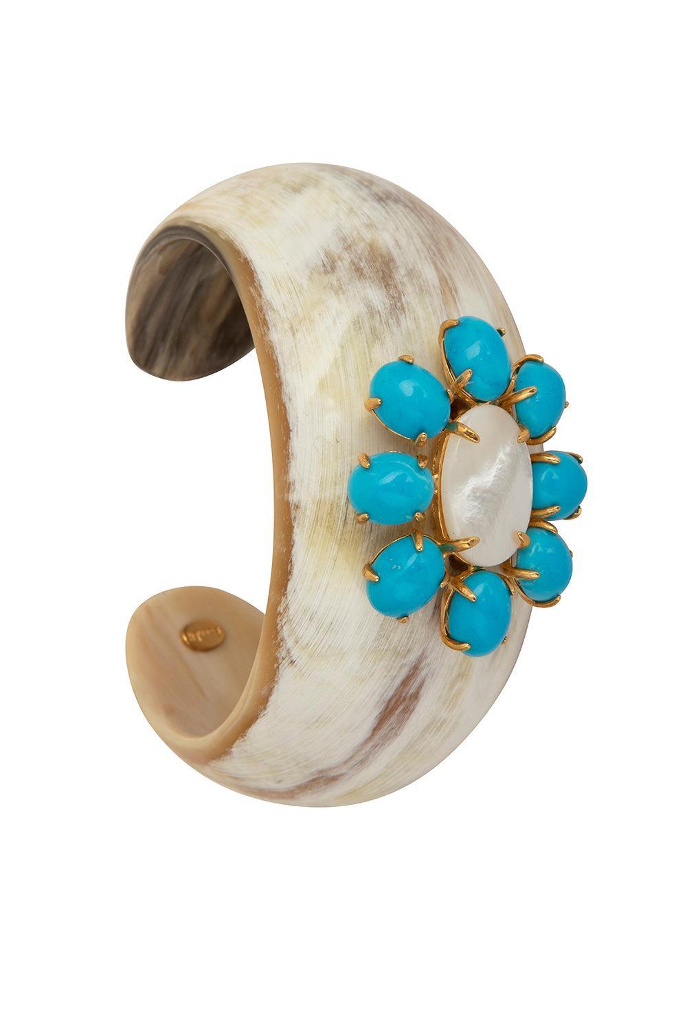 Pearl Turquoise Carmen Cuff Bracelet-WHITE-JEWELRYBOUTIQUECUFF-BOUNKIT JEWELRY