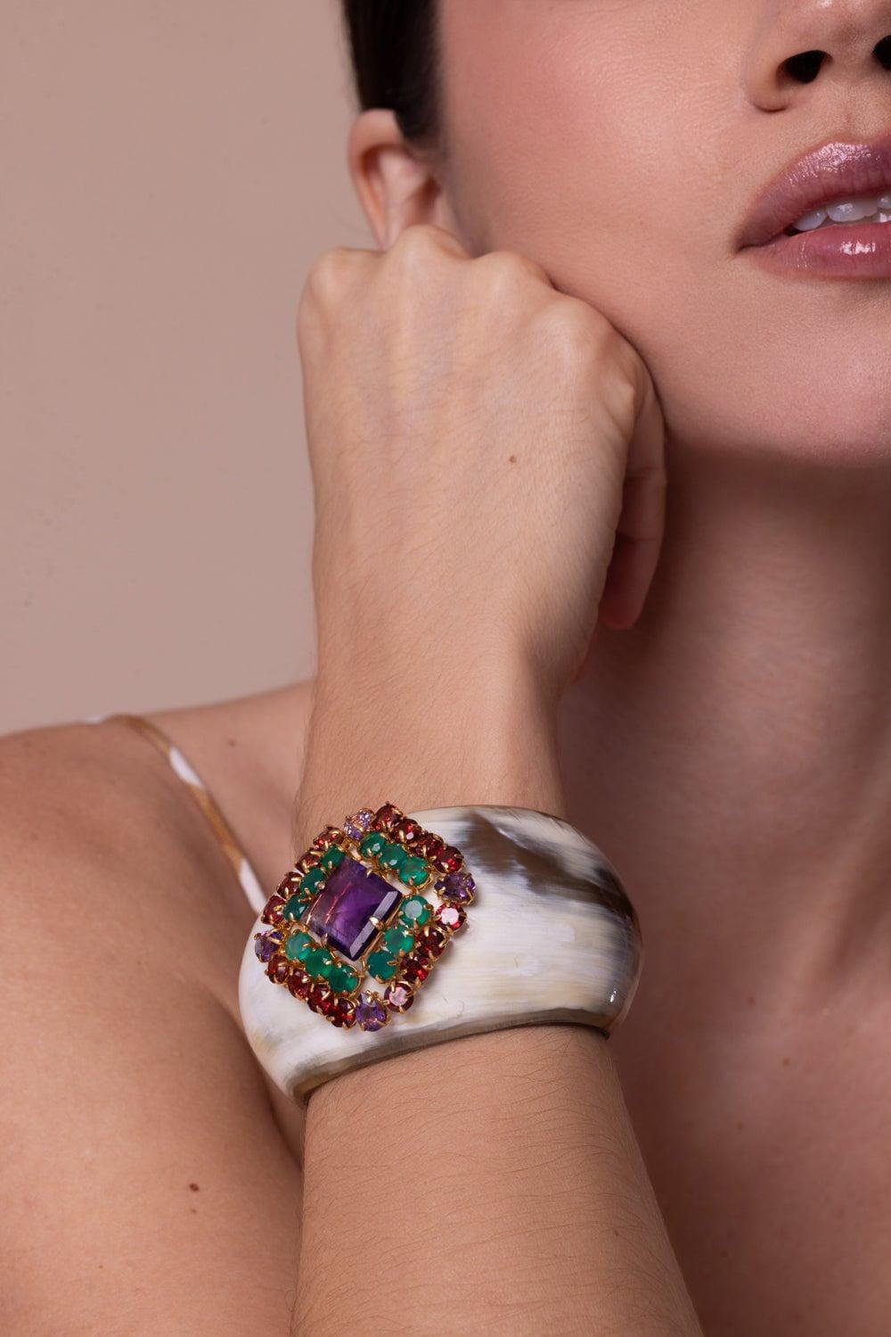 BOUNKIT JEWELRY-White Horn Cuff Bracelet-WHITE