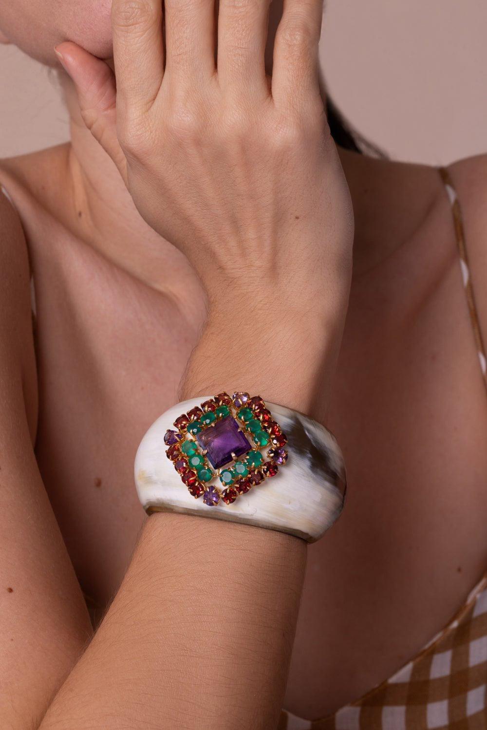 BOUNKIT JEWELRY-White Horn Cuff Bracelet-WHITE