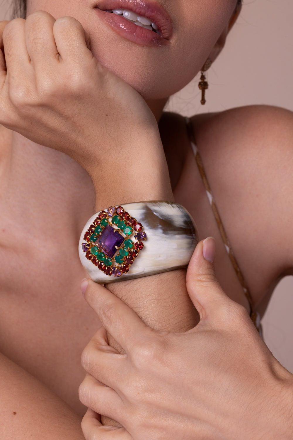 BOUNKIT JEWELRY-White Horn Cuff Bracelet-WHITE