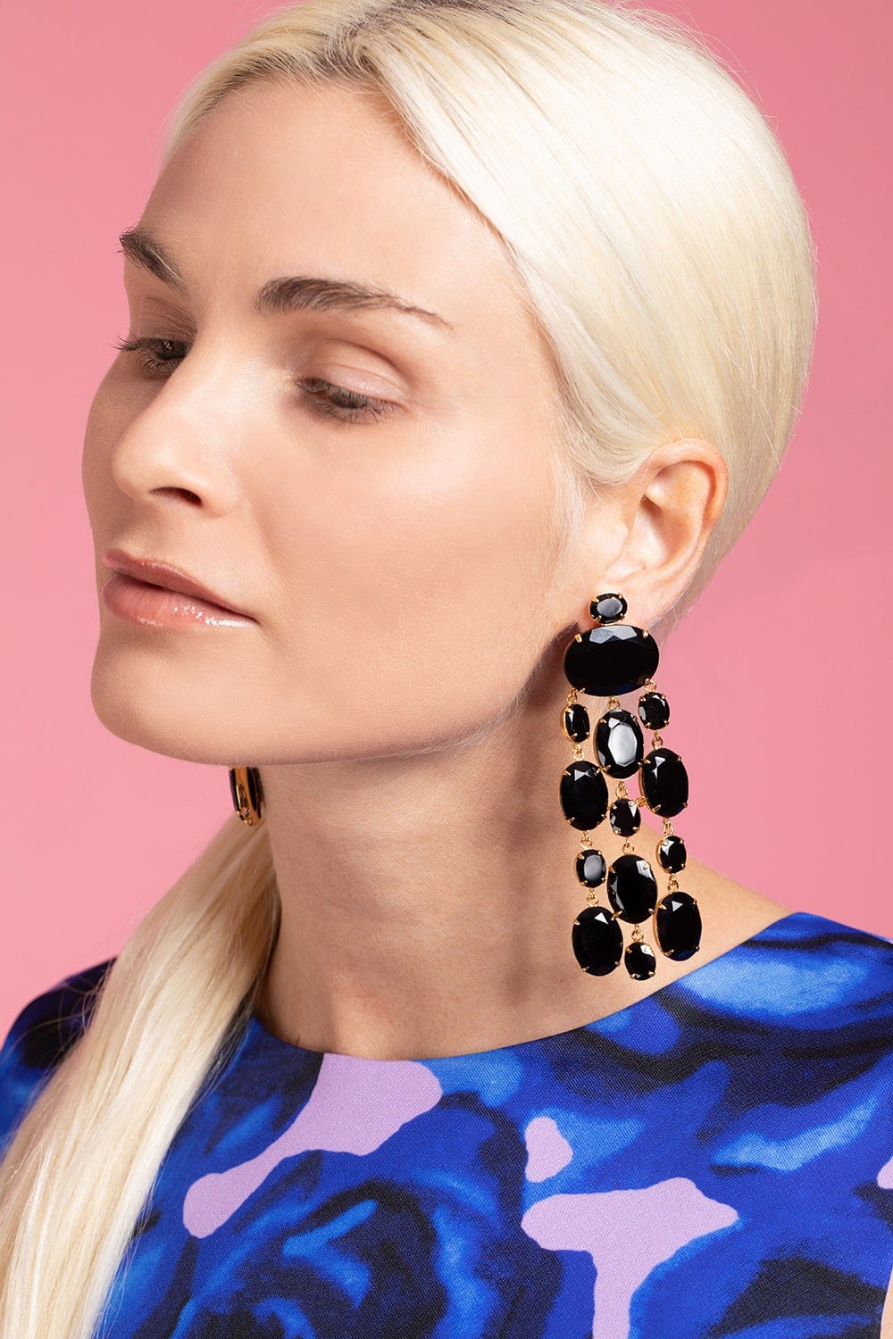 BOUNKIT JEWELRY-Black Onyx Cascade Earrings-BLACK