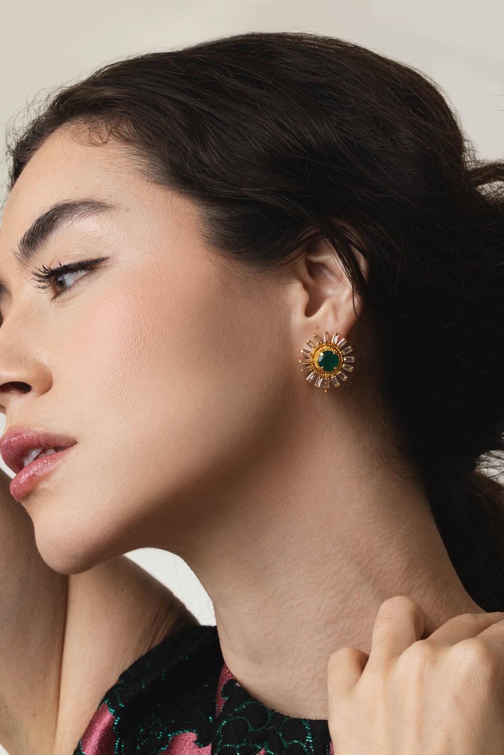 BOUNKIT JEWELRY-Onyx Baguette Earrings-BLACK