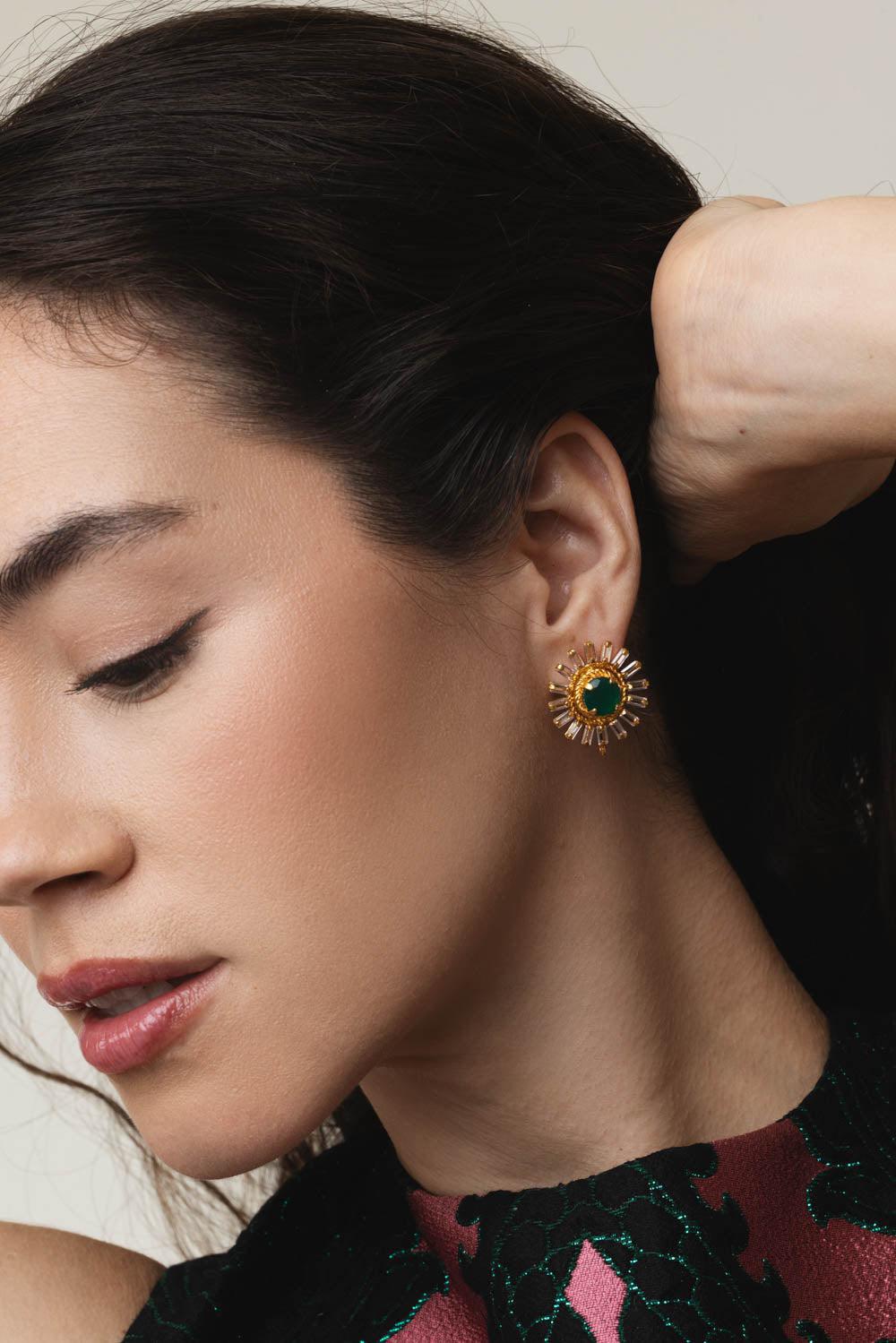 BOUNKIT JEWELRY-Onyx Baguette Earrings-BLACK