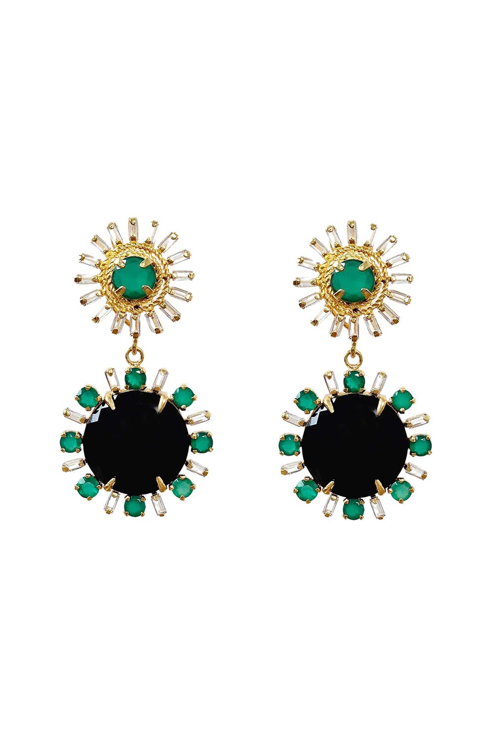 BOUNKIT JEWELRY-Onyx Baguette Earrings-BLACK