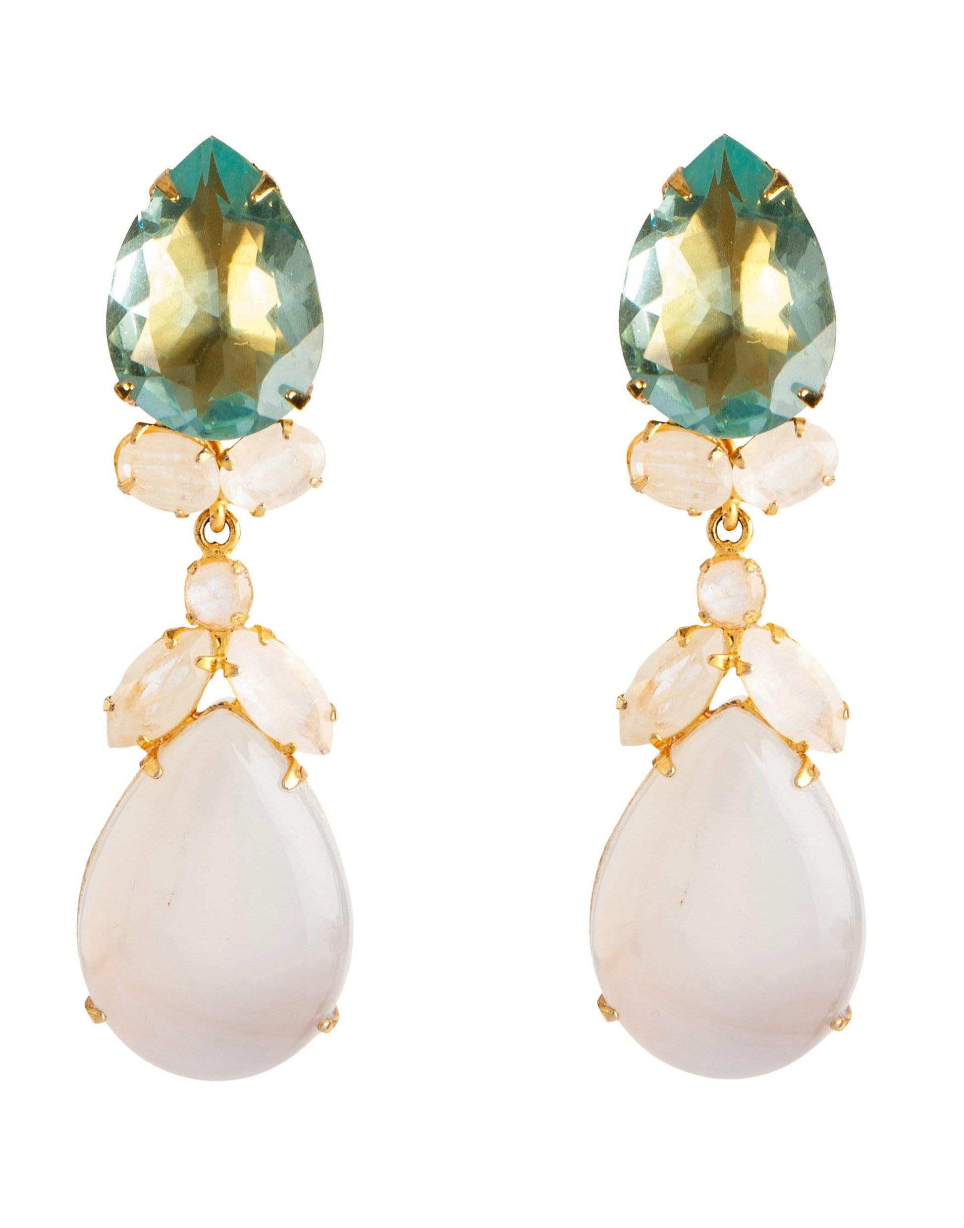 BOUNKIT JEWELRY-Chalcedony Statement Earrings-BLK/CLR