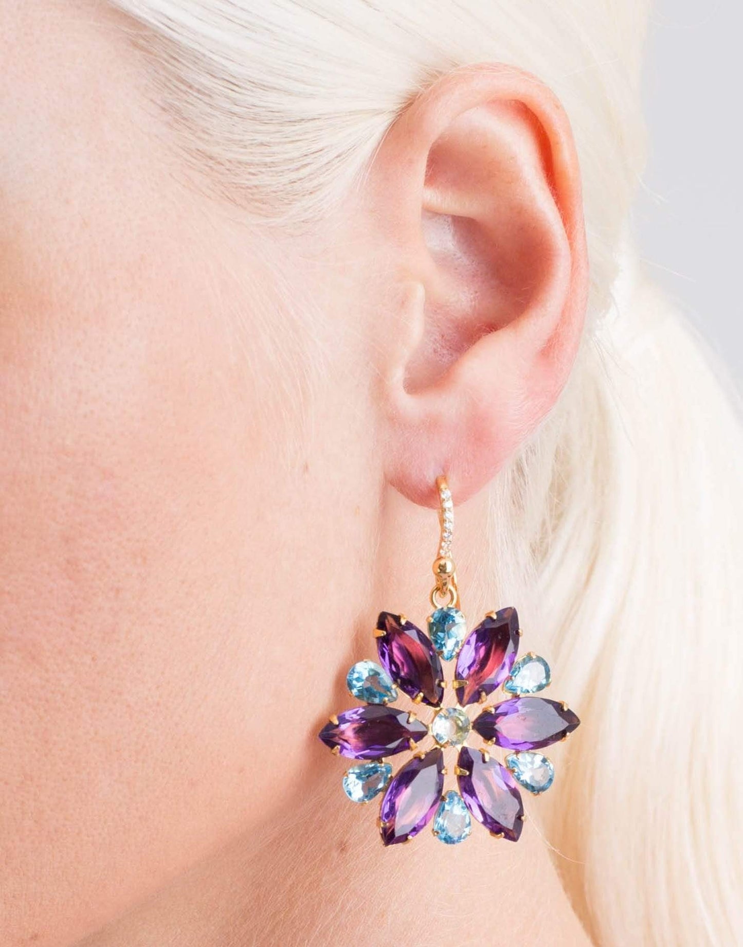 BOUNKIT JEWELRY-Amethyst Quartz Earrings-BLUE