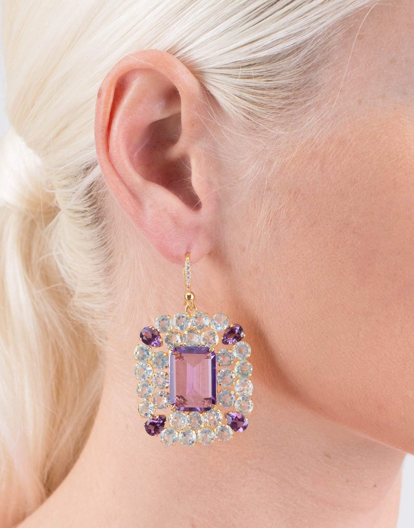 BOUNKIT JEWELRY-Amethyst Quartz Earrings-BLUE