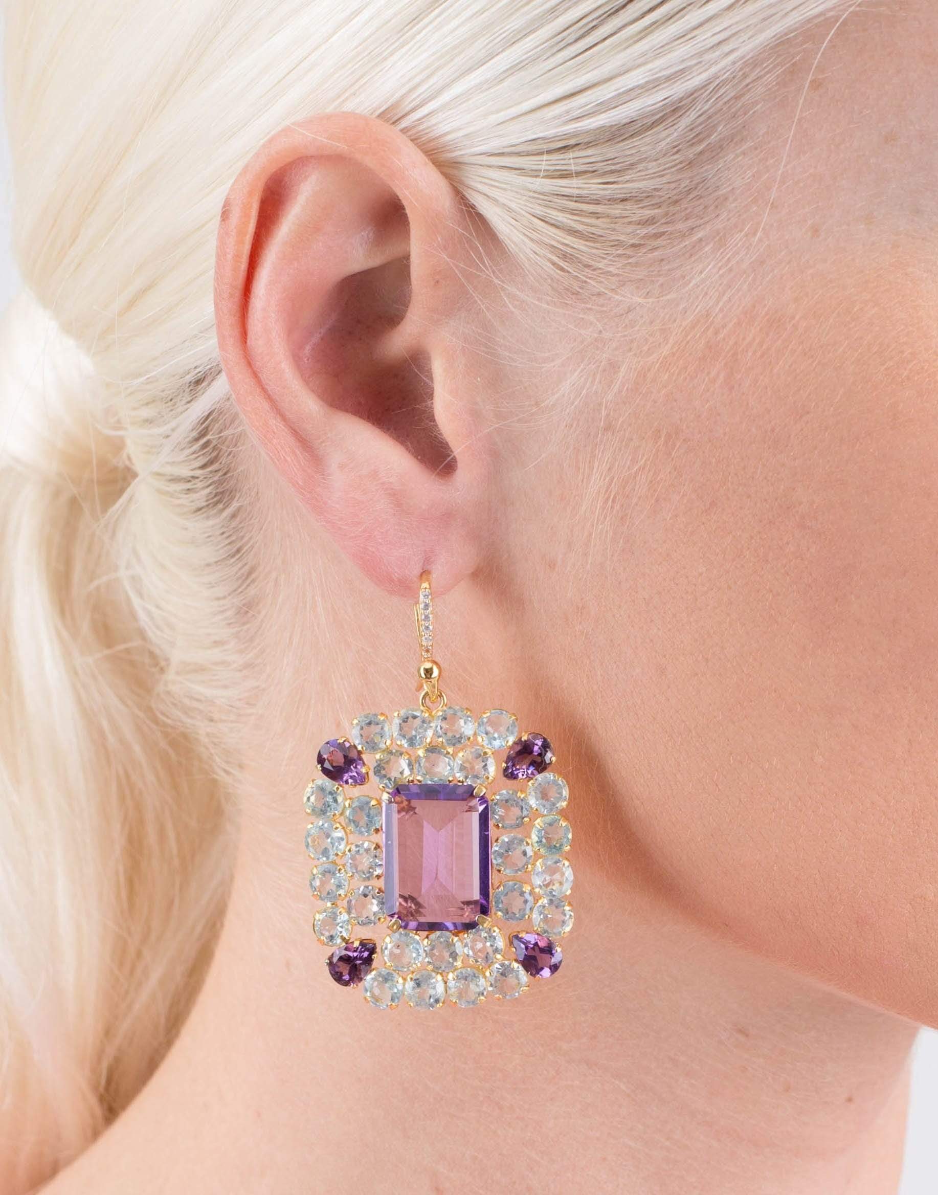 BOUNKIT JEWELRY-Amethyst Quartz Earrings-BLUE