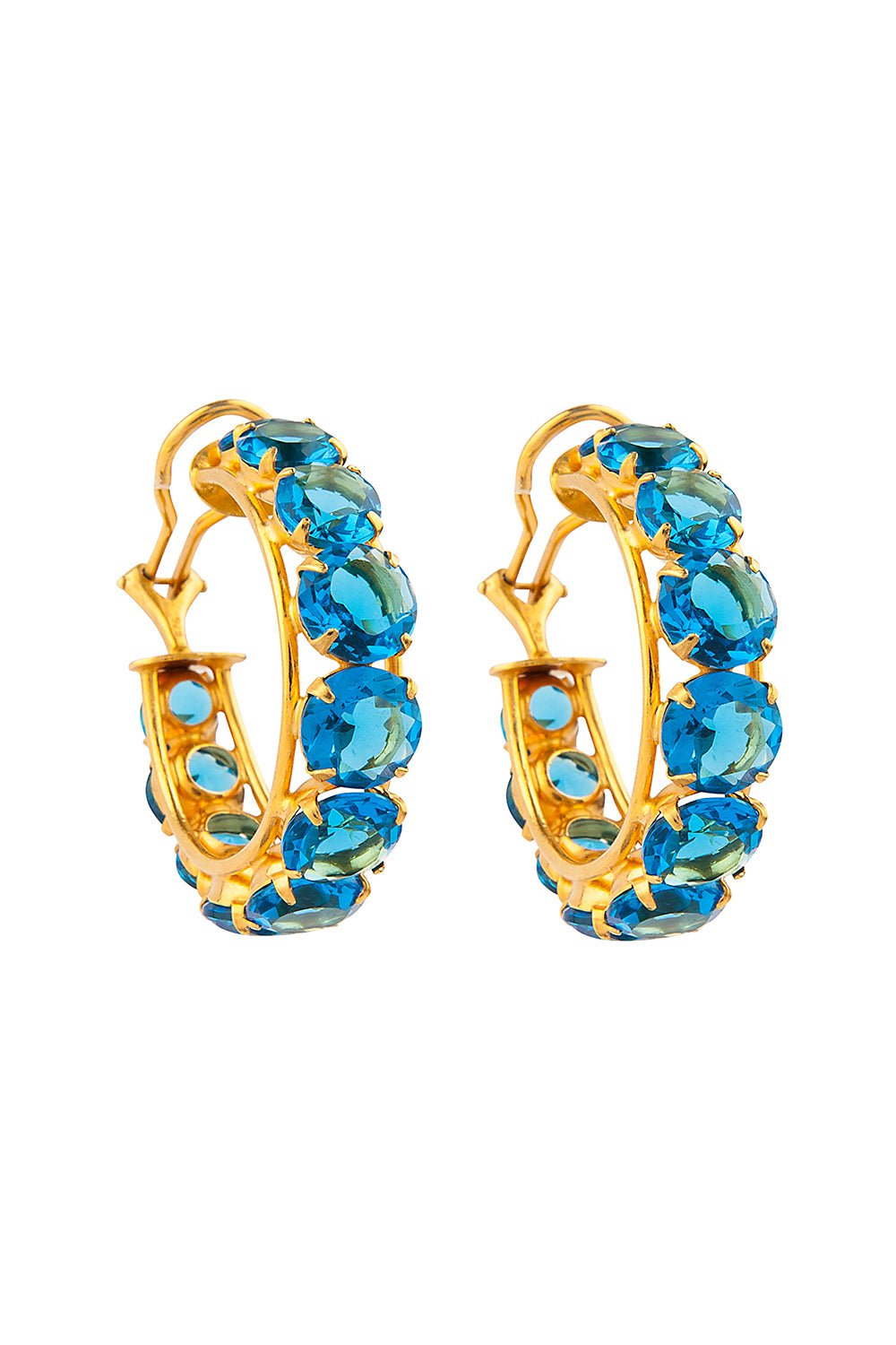 BOUNKIT JEWELRY-Blue Quartz Hoop Earrings-BLUE