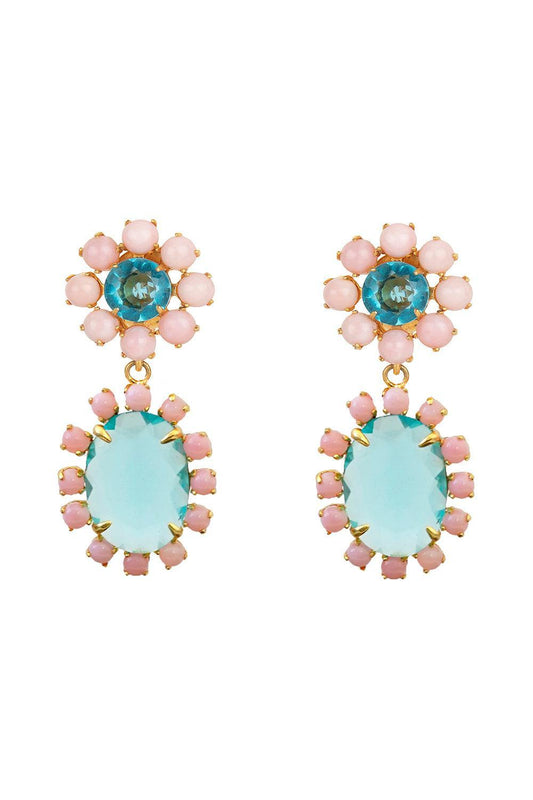 Blue Quartz Pink Opal Earrings-BLUE-JEWELRYBOUTIQUEEARRING-BOUNKIT JEWELRY