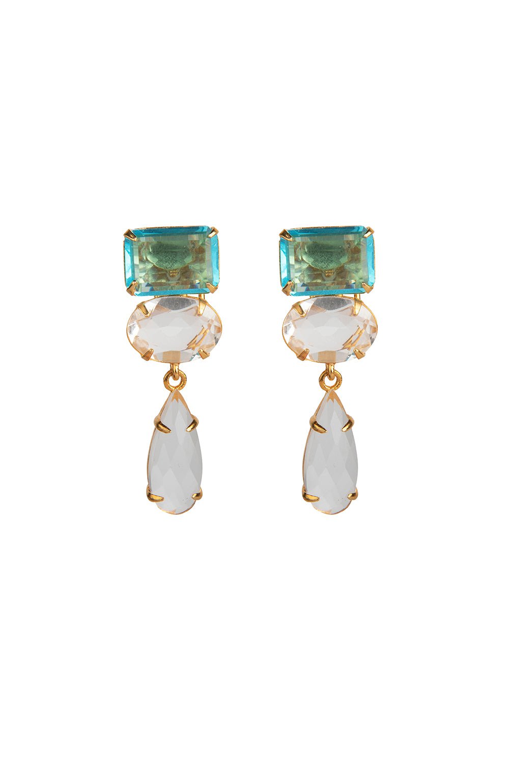 BOUNKIT JEWELRY-Carnelian Quartz Drop Earrings-BLUE