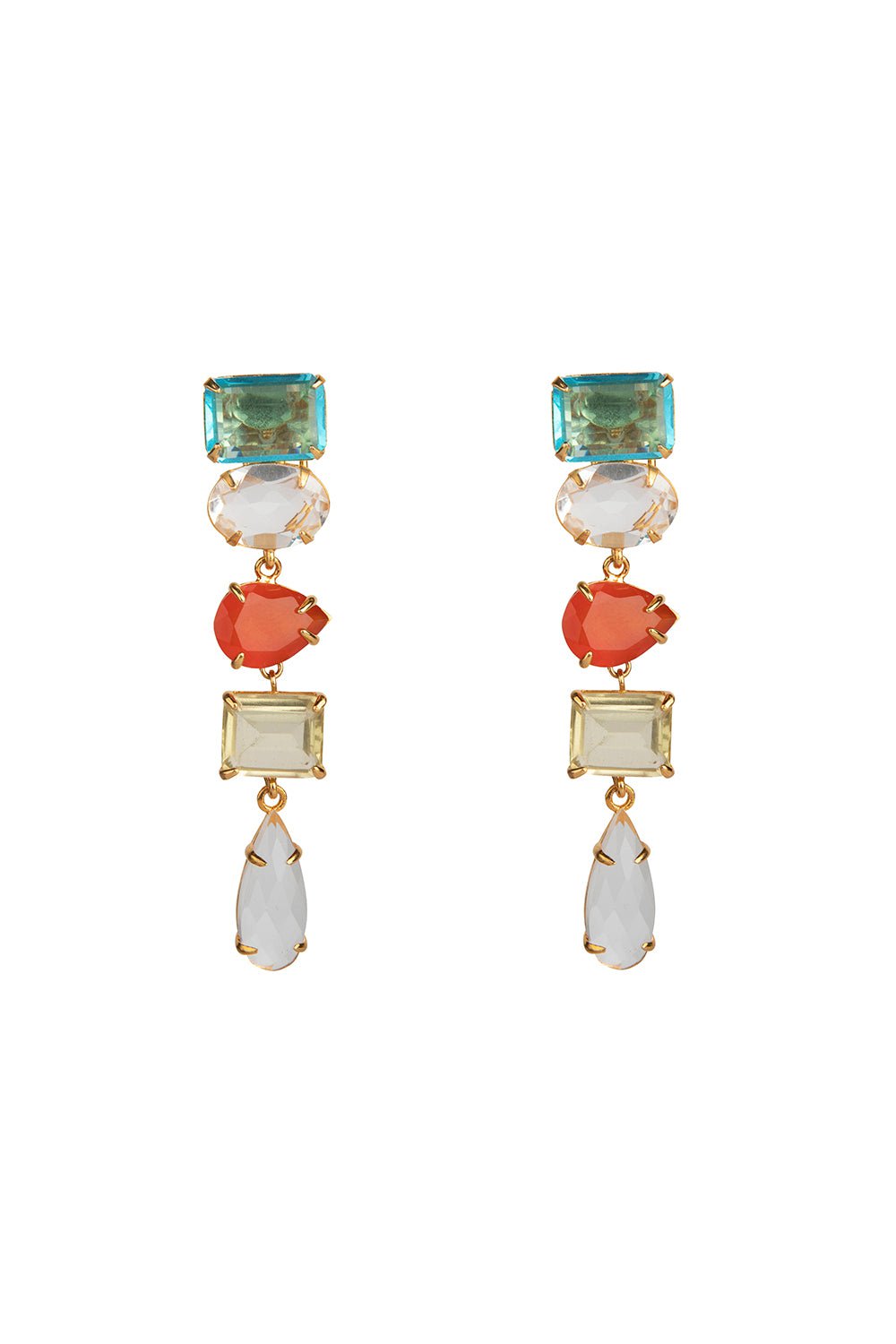 BOUNKIT JEWELRY-Carnelian Quartz Drop Earrings-BLUE