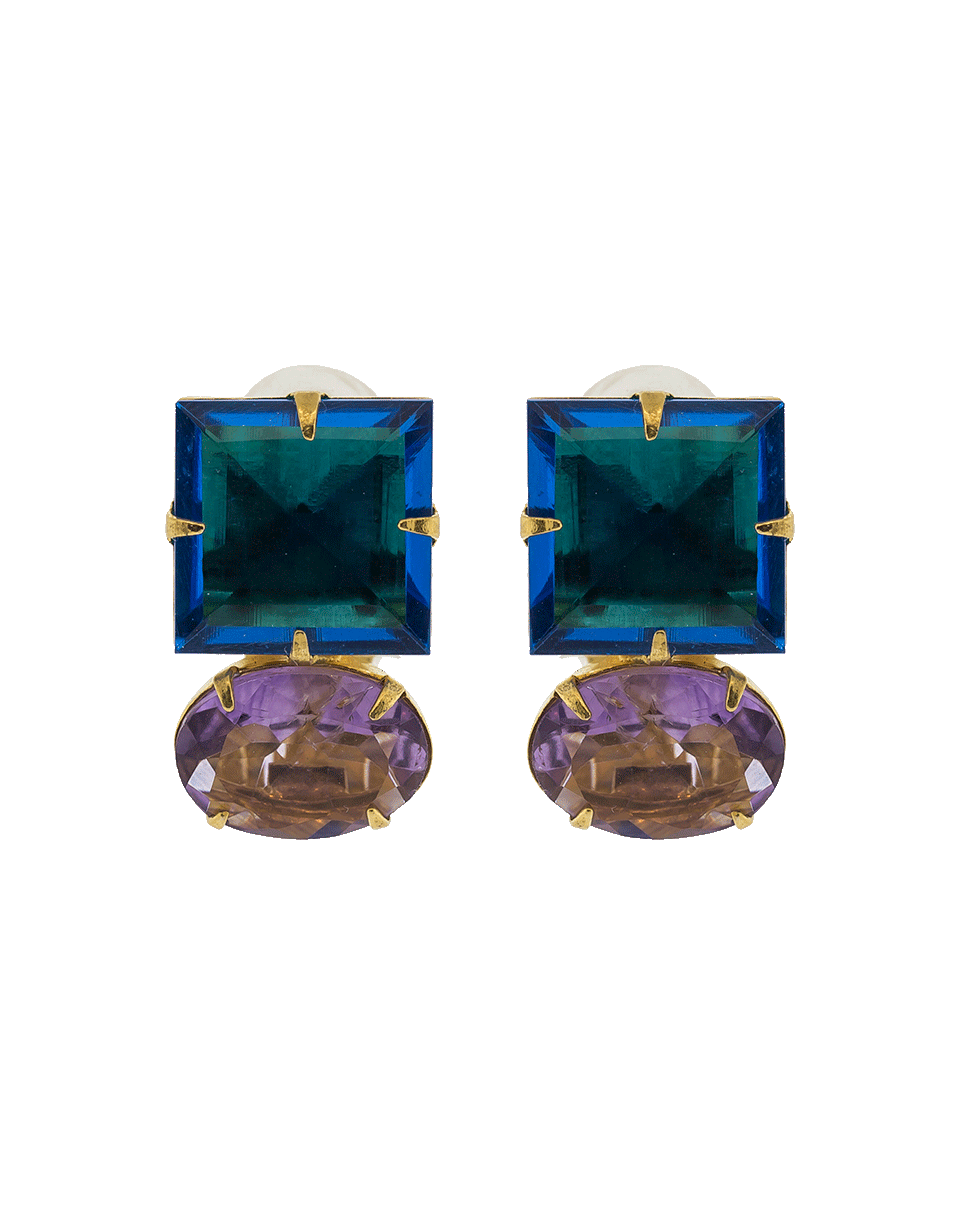 BOUNKIT JEWELRY-Faceted Amethyst Quartz Earrings-BLUE
