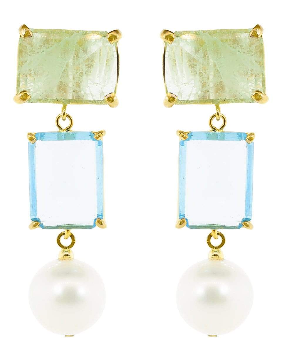 BOUNKIT JEWELRY-Fluorite and Quartz Earrings-BLUE
